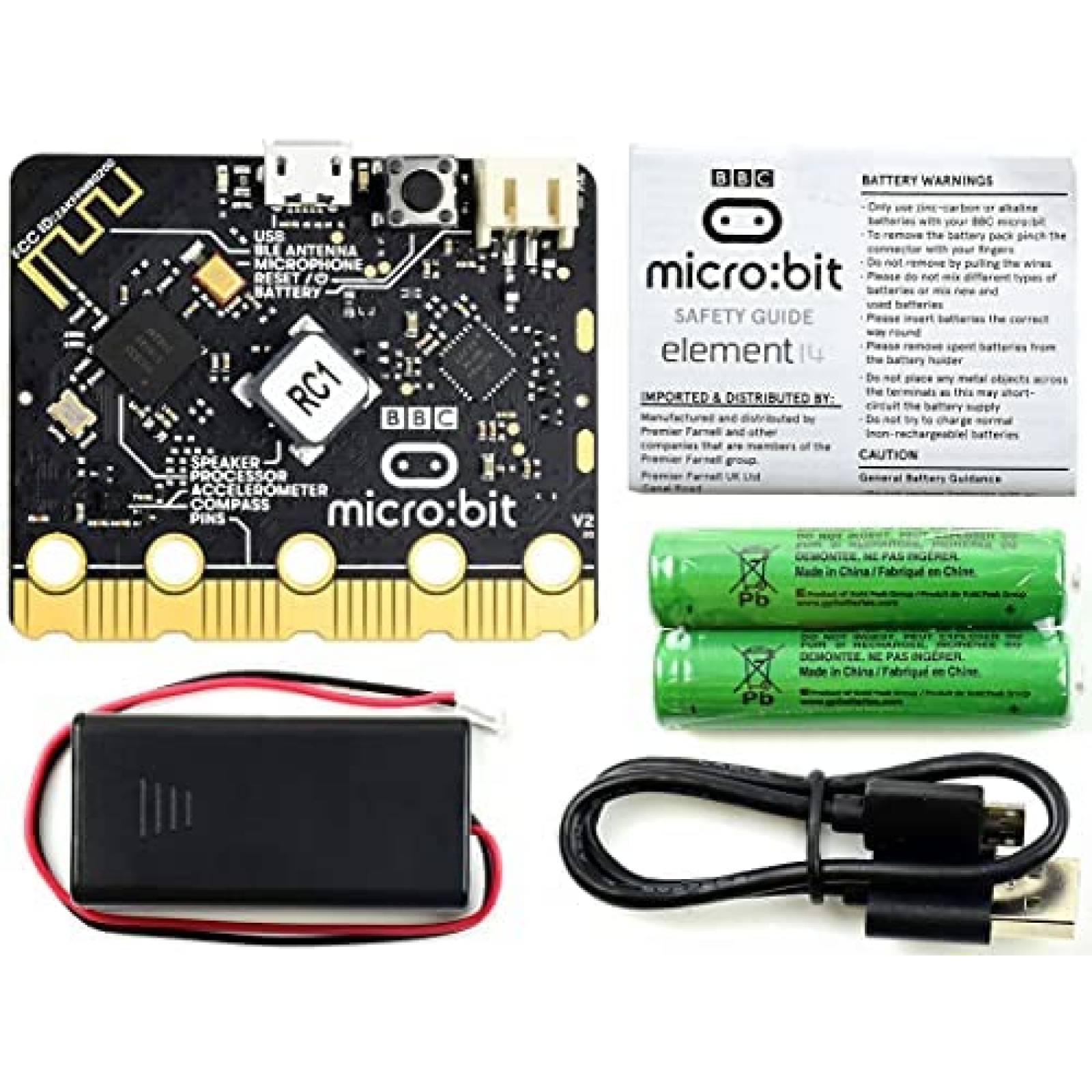 Kit PC de Placa Única BBC Micro:bit V2 Go c/Cable y Baterías