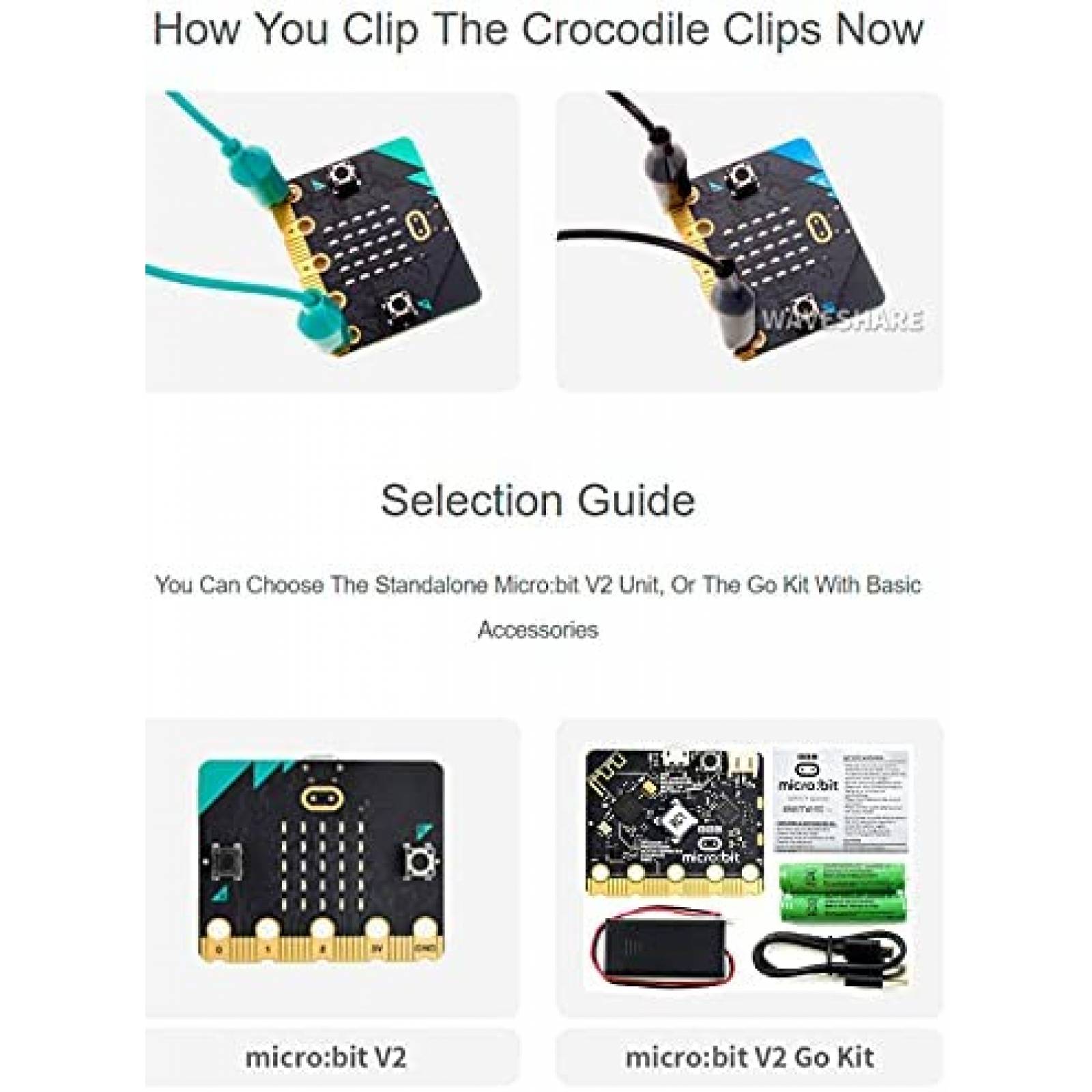 Kit PC de Placa Única BBC Micro:bit V2 Go c/Cable y Baterías