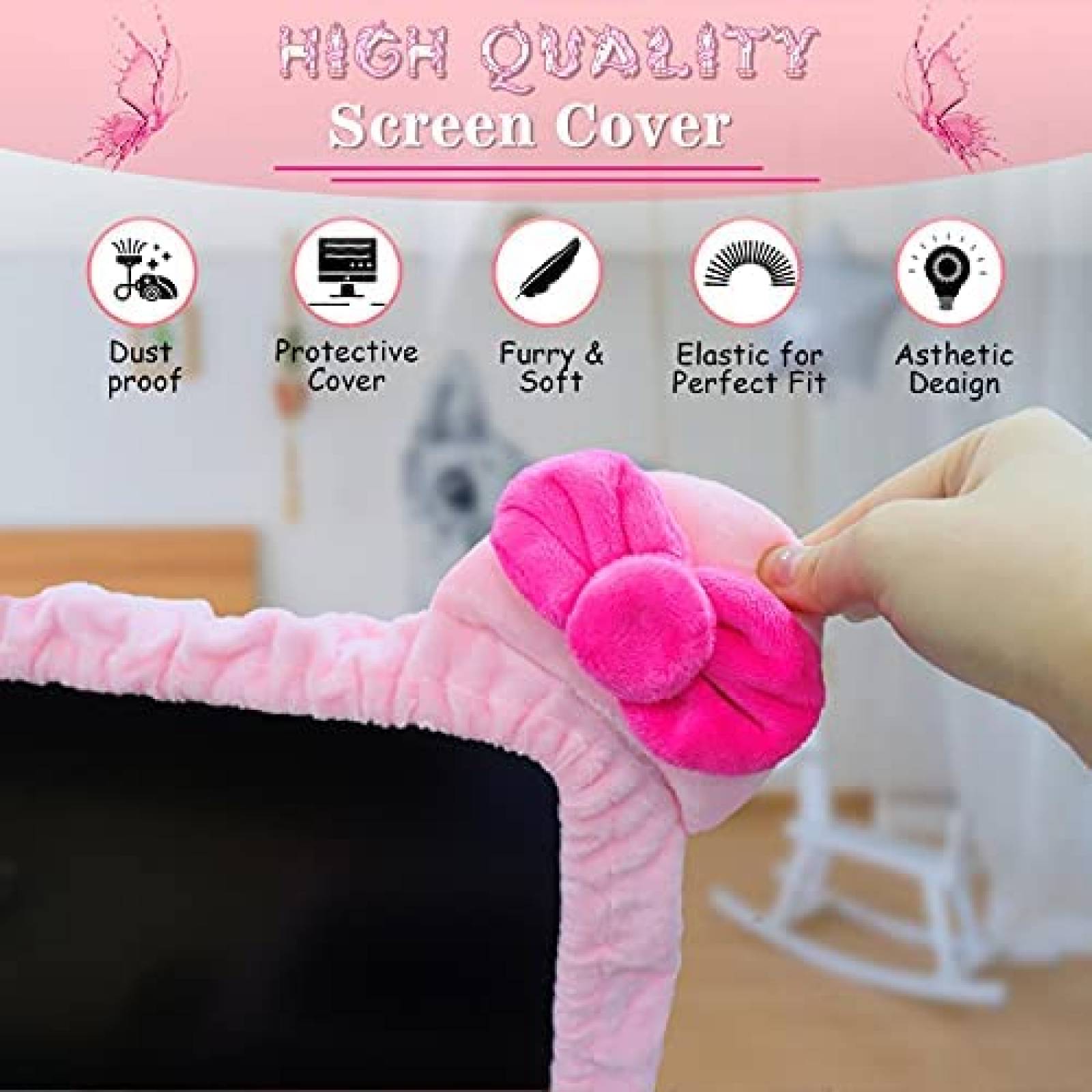 Funda Protectora Kakurookie Para Monitor de 27'' a 34''-Rosa