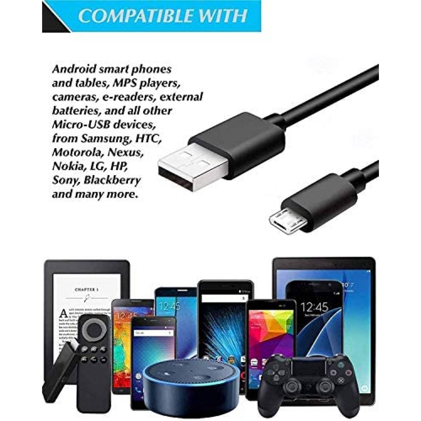 Cable micro USB ATYFUER de carga rápida para Android -Negro
