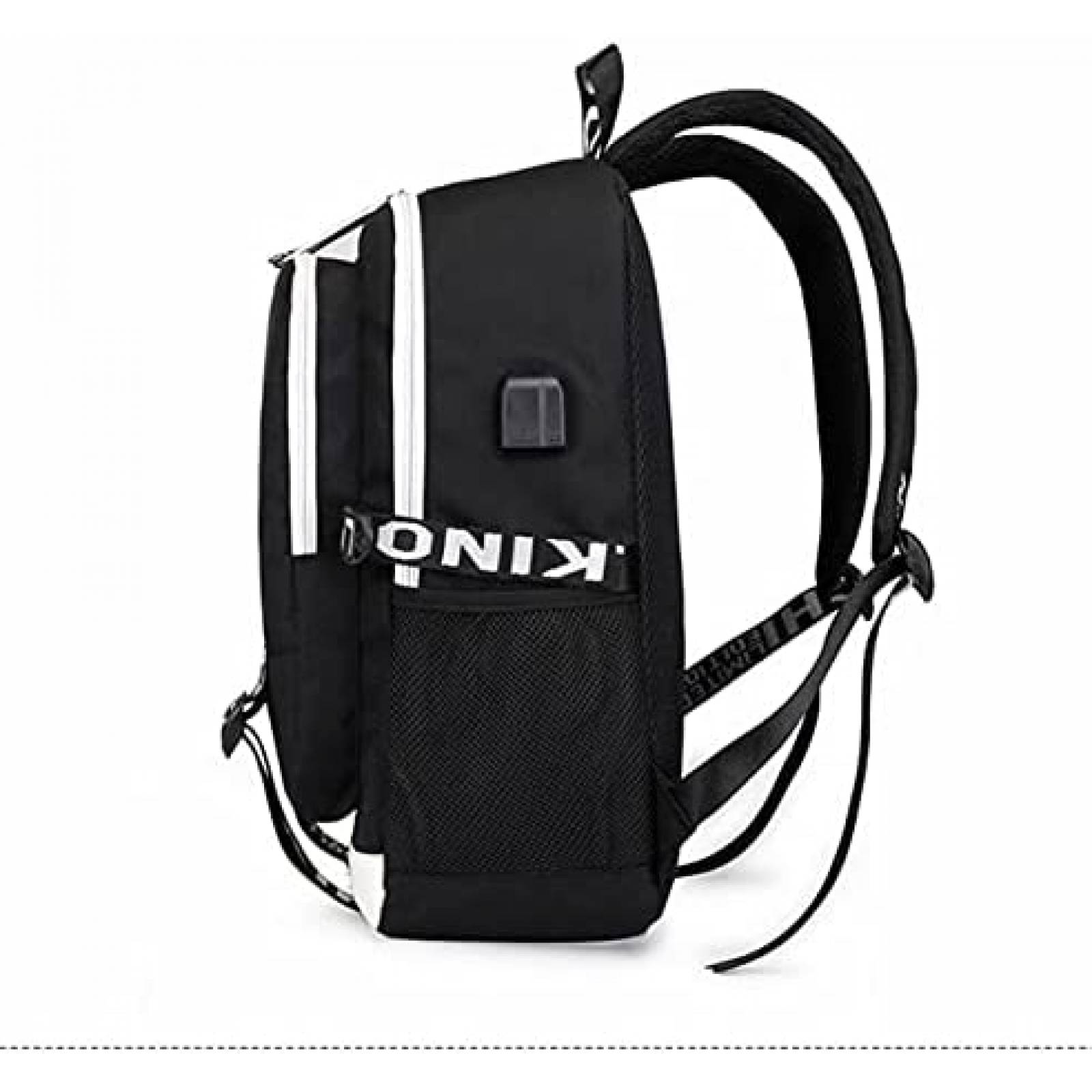 Mochila Yicool con Cargador USB p/Laptop 15.6'' Anime -Negro