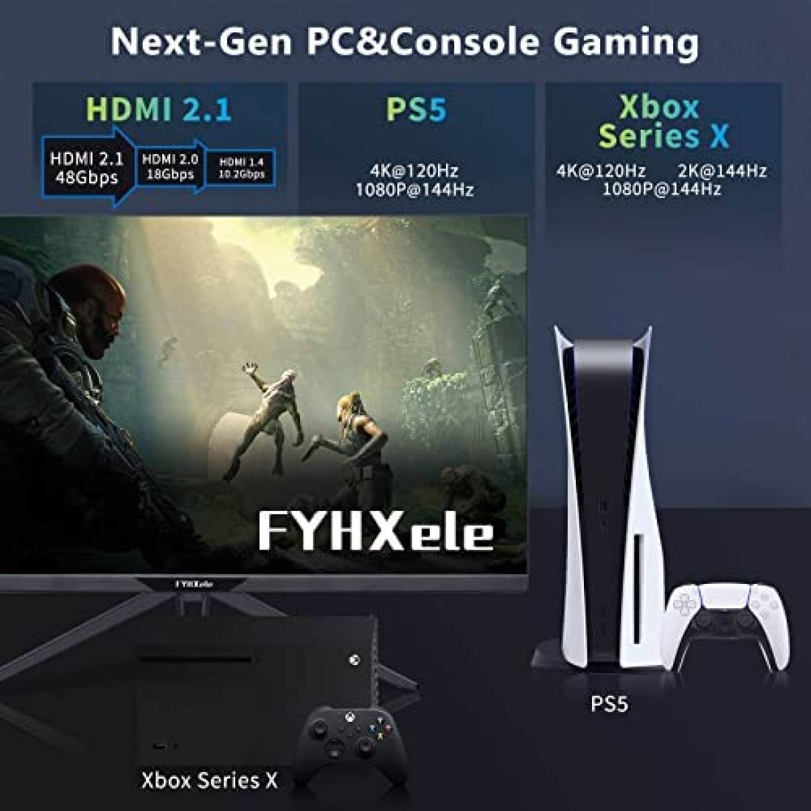 Monitor Gamer FYHXele 28'' 4K 144Hz UHD 3840x2160 IPS 1ms