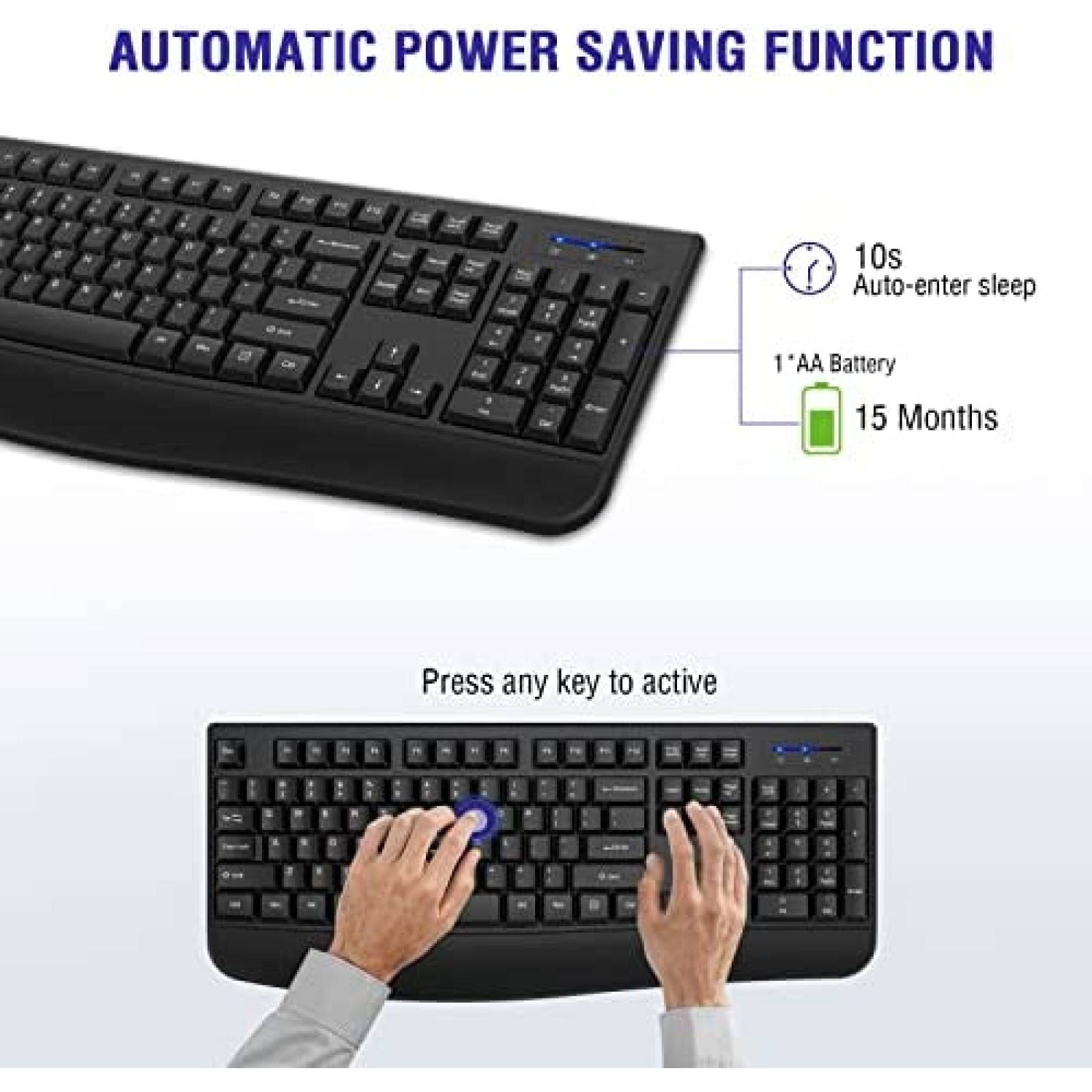 Teclado Bluetooth Loigys CK211 USB con Reposa Muñecas -Negro