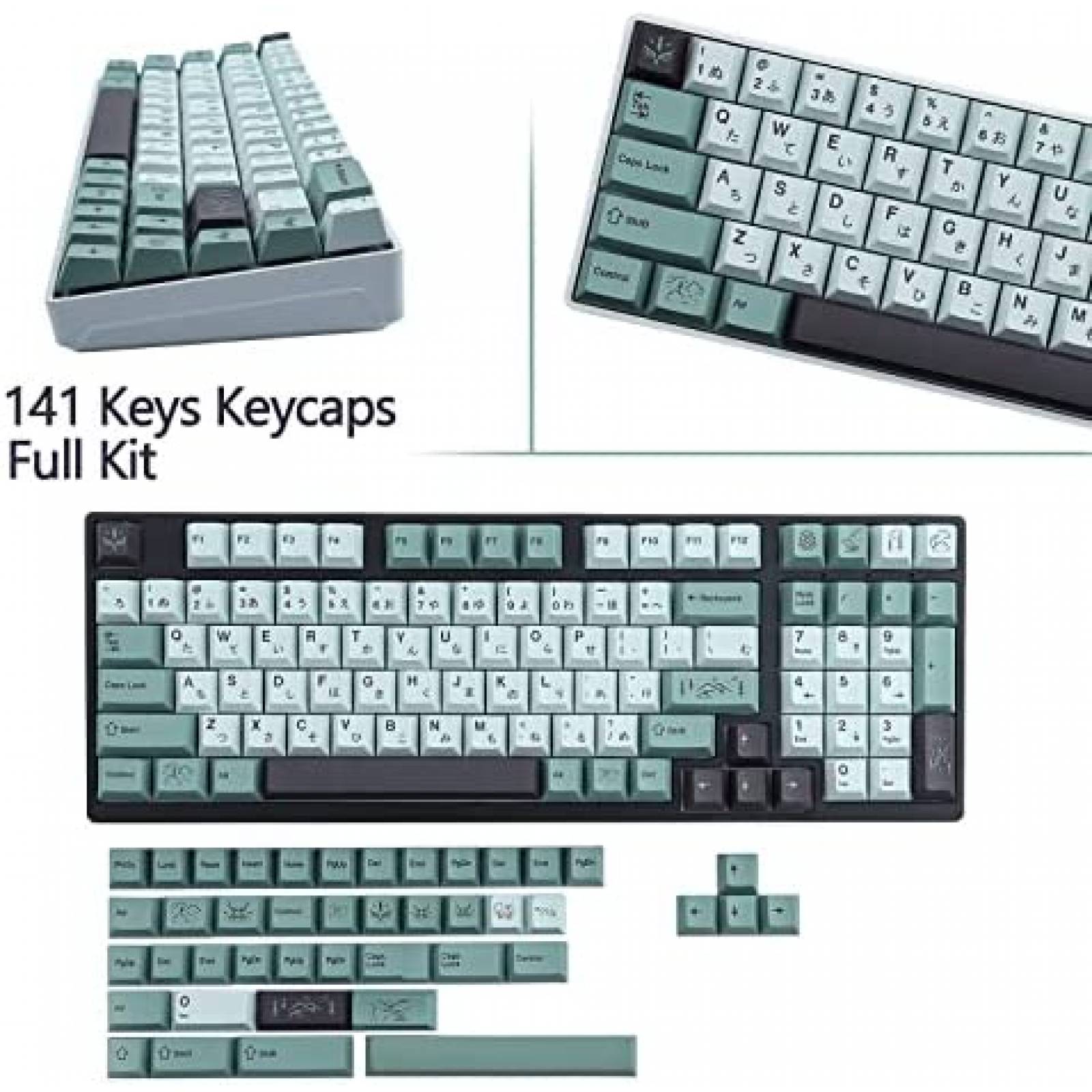 Teclado Gamer Terukir PBT Japonés 141 Teclas Ergonómico