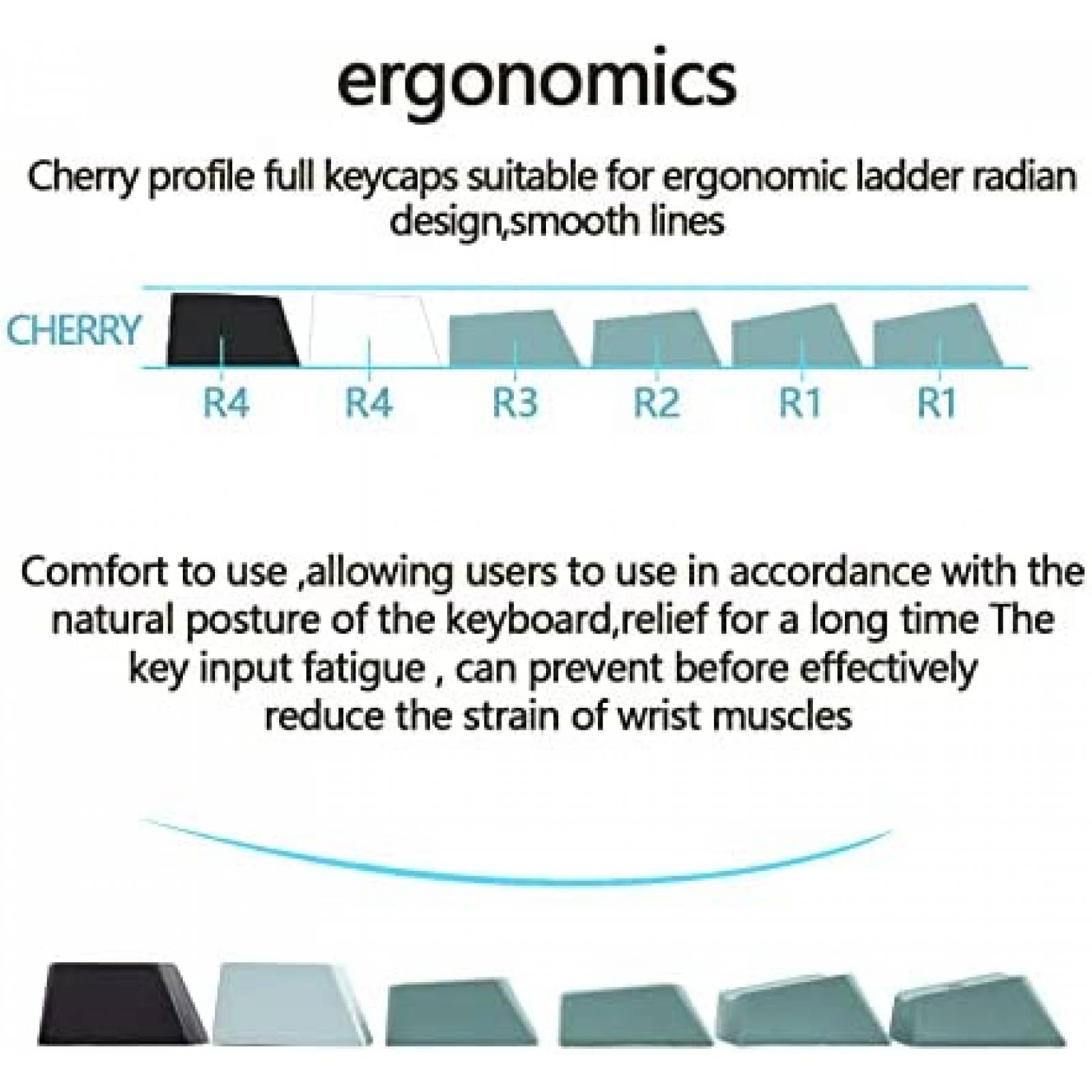 Teclado Gamer Terukir PBT Japonés 141 Teclas Ergonómico