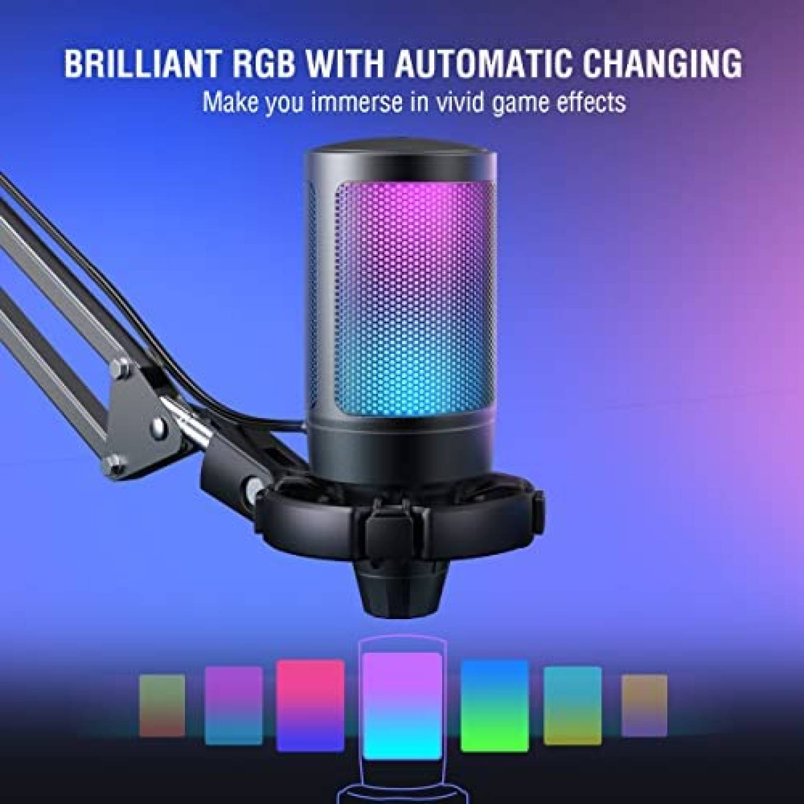 Micrófono USB FIFINE A6T RGB para PS4/PS5/PC -Negro