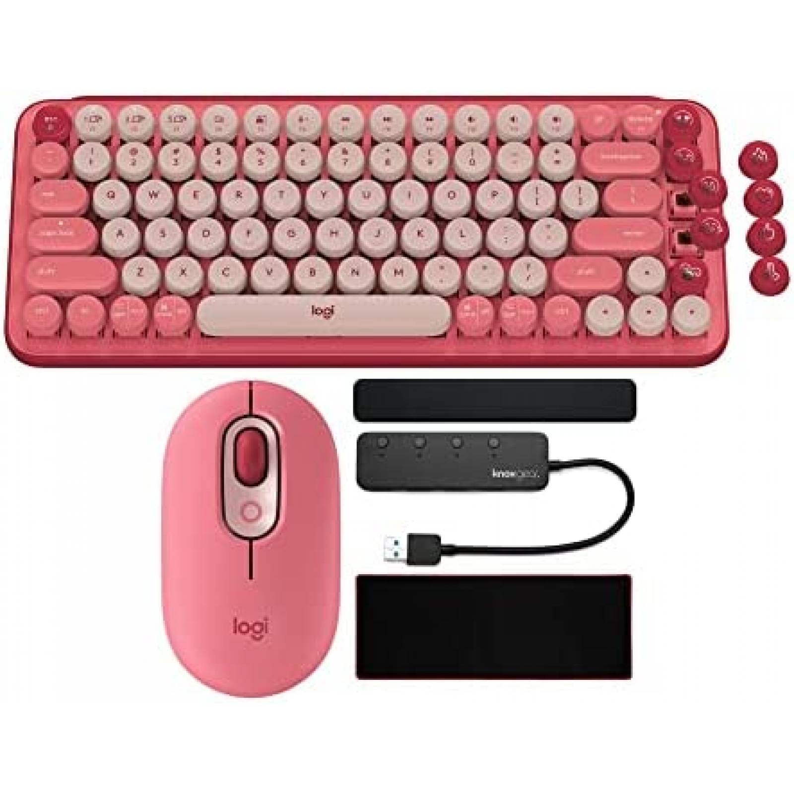 Kit Accesorios Logitech POP Teclado Mouse Inalambricos -Rosa