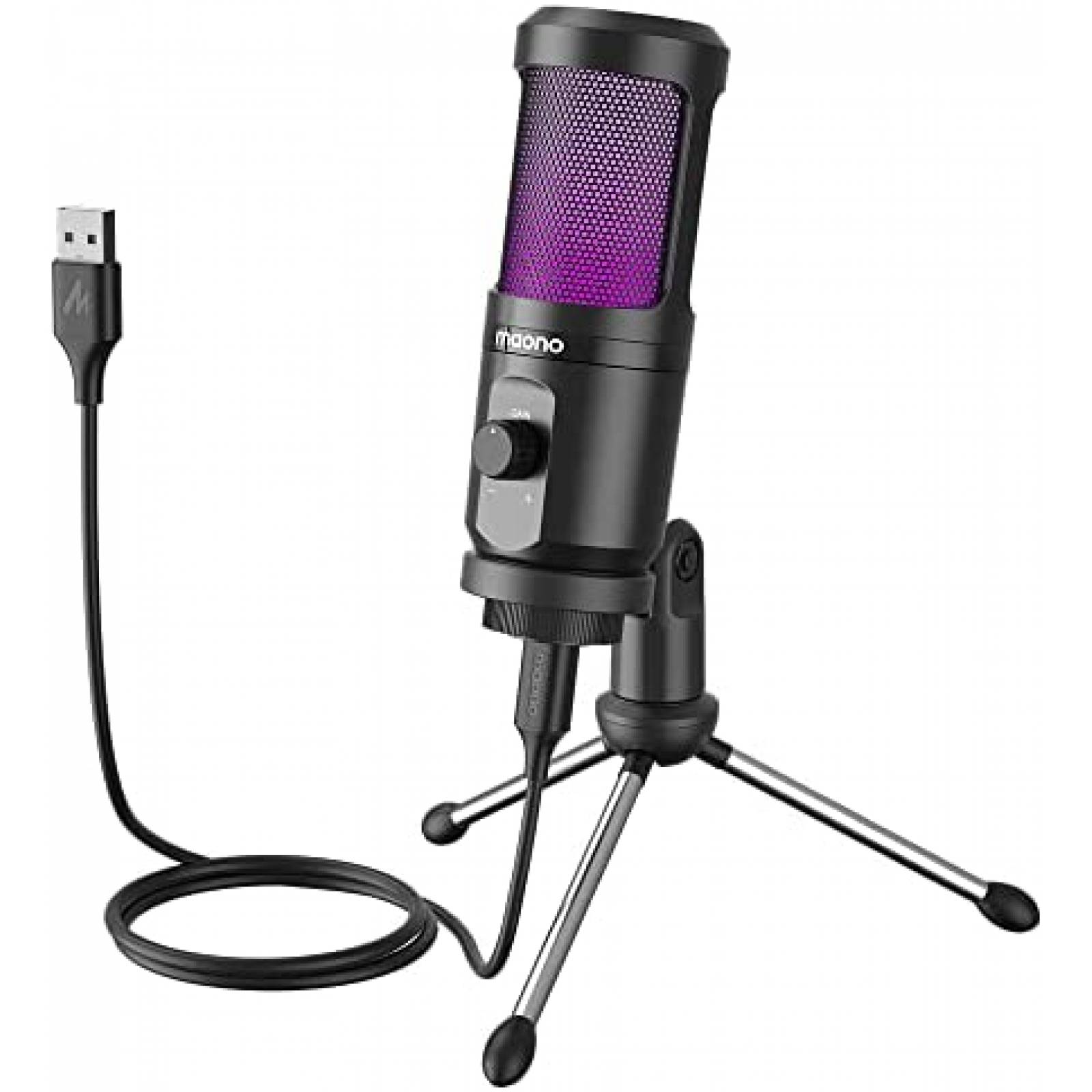 Micrófono USB Maono PM461TR RGB RGB para PC/Consola -Negro
