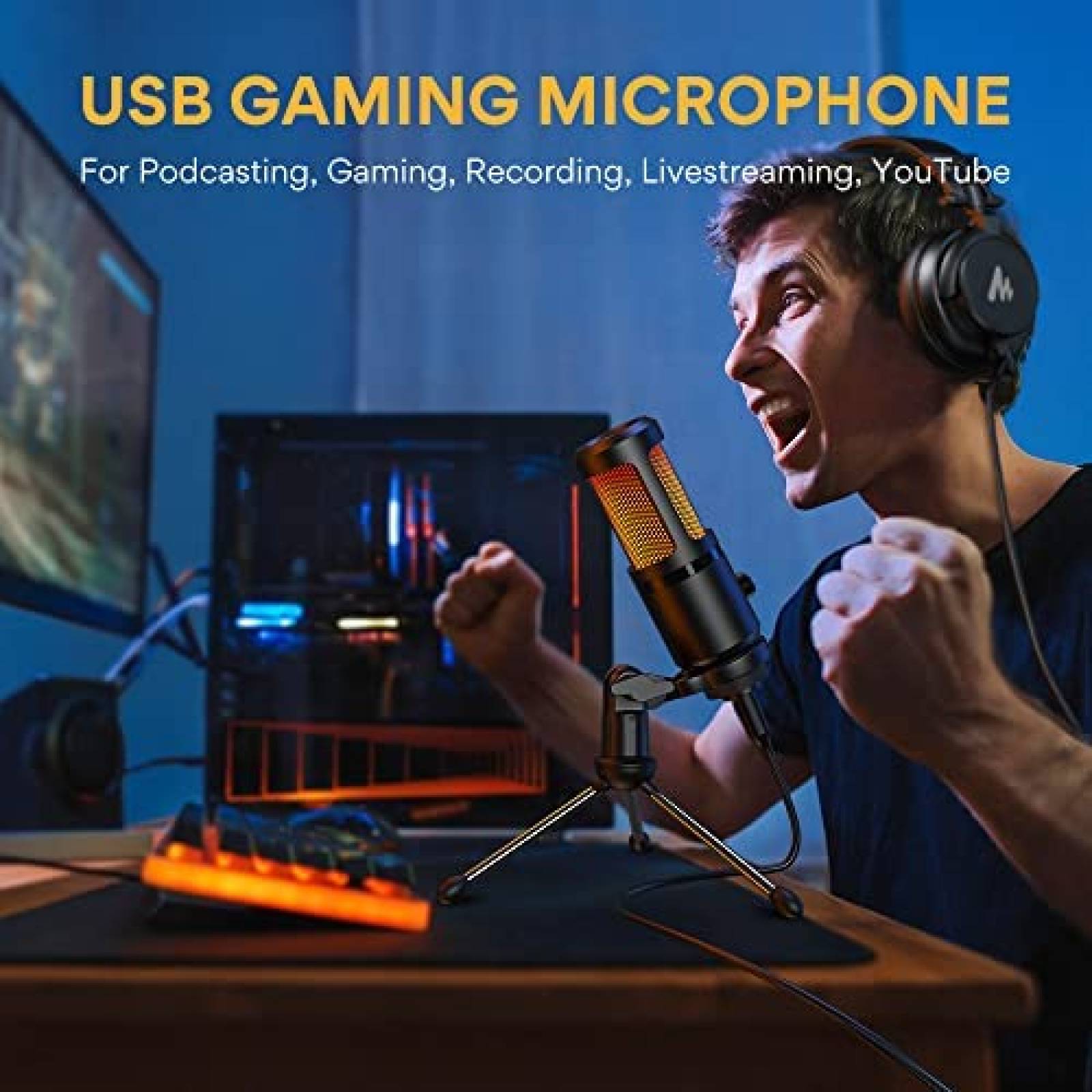 Micrófono USB Maono PM461TR RGB RGB para PC/Consola -Negro