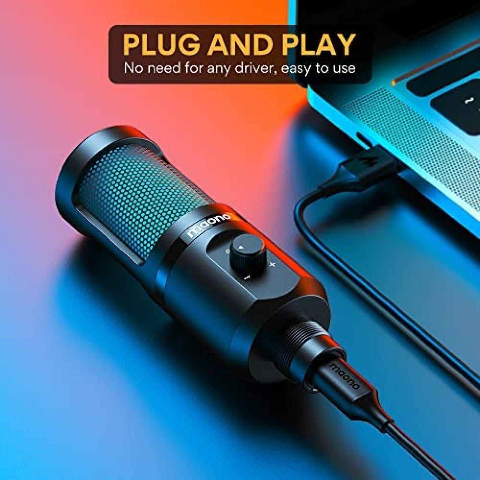 Micrófono USB Maono PM461TR RGB RGB para PC/Consola -Negro