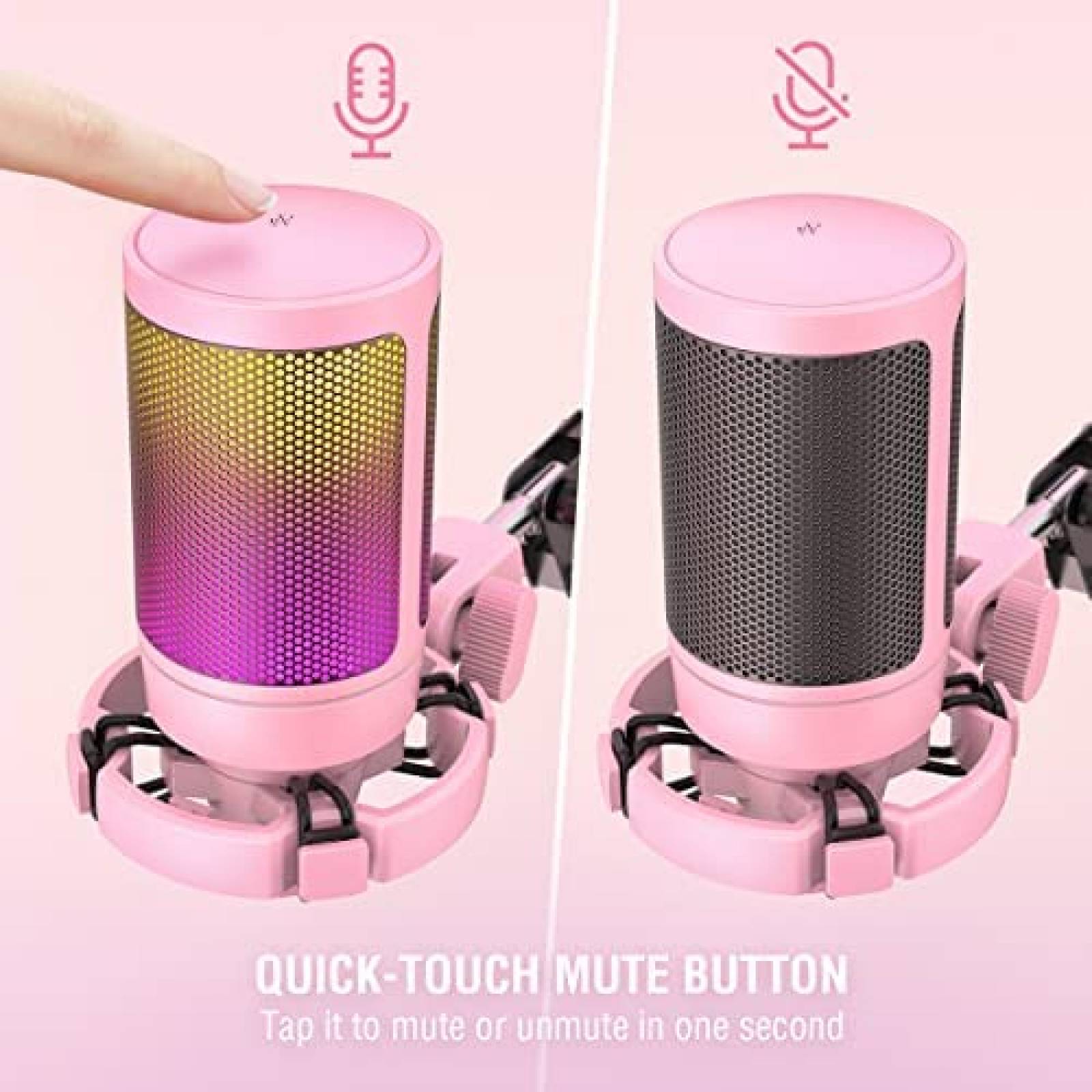 Micrófono USB FIFINE A6T RGB para PS4/PS5/PC -Rosa