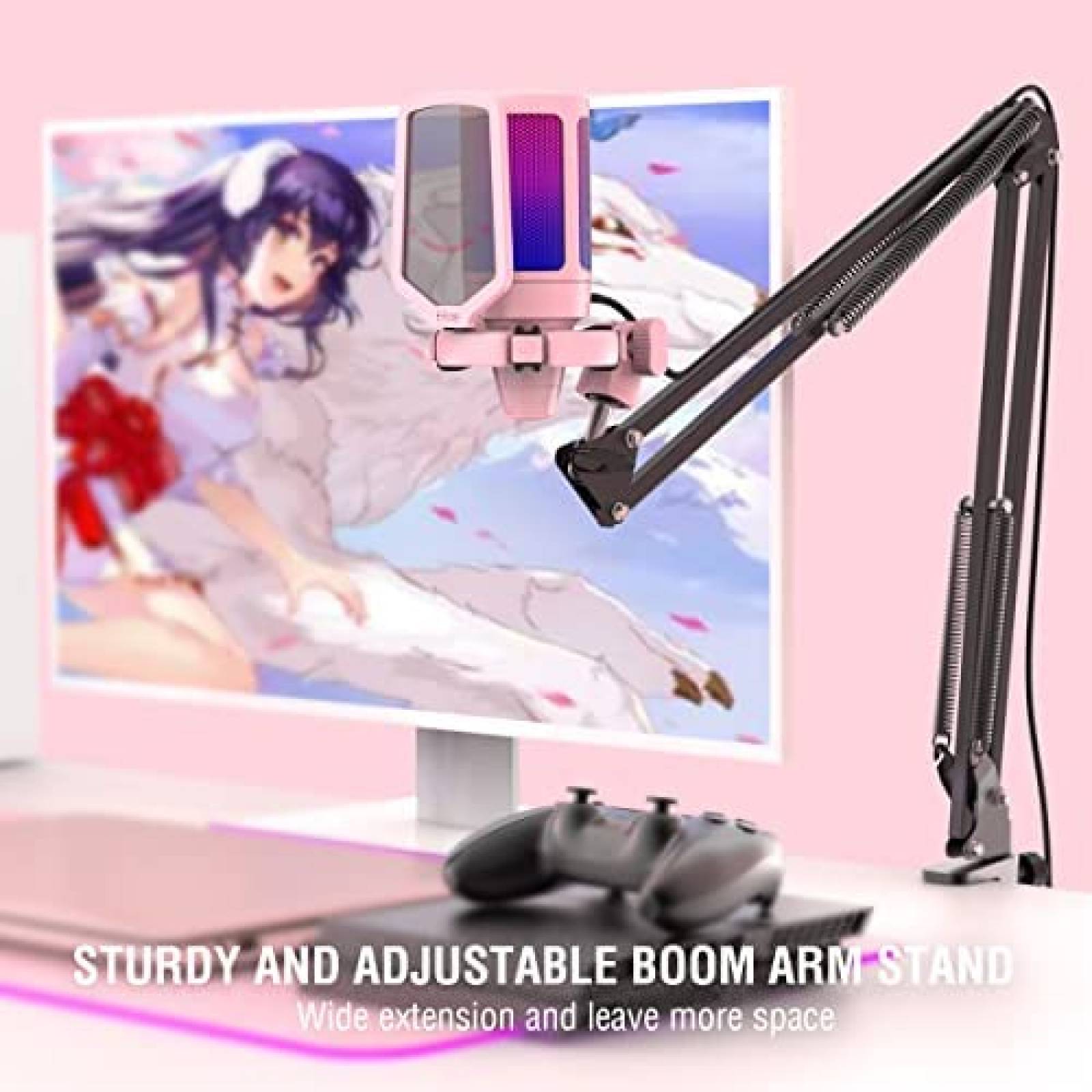 Micrófono USB FIFINE A6T RGB para PS4/PS5/PC -Rosa