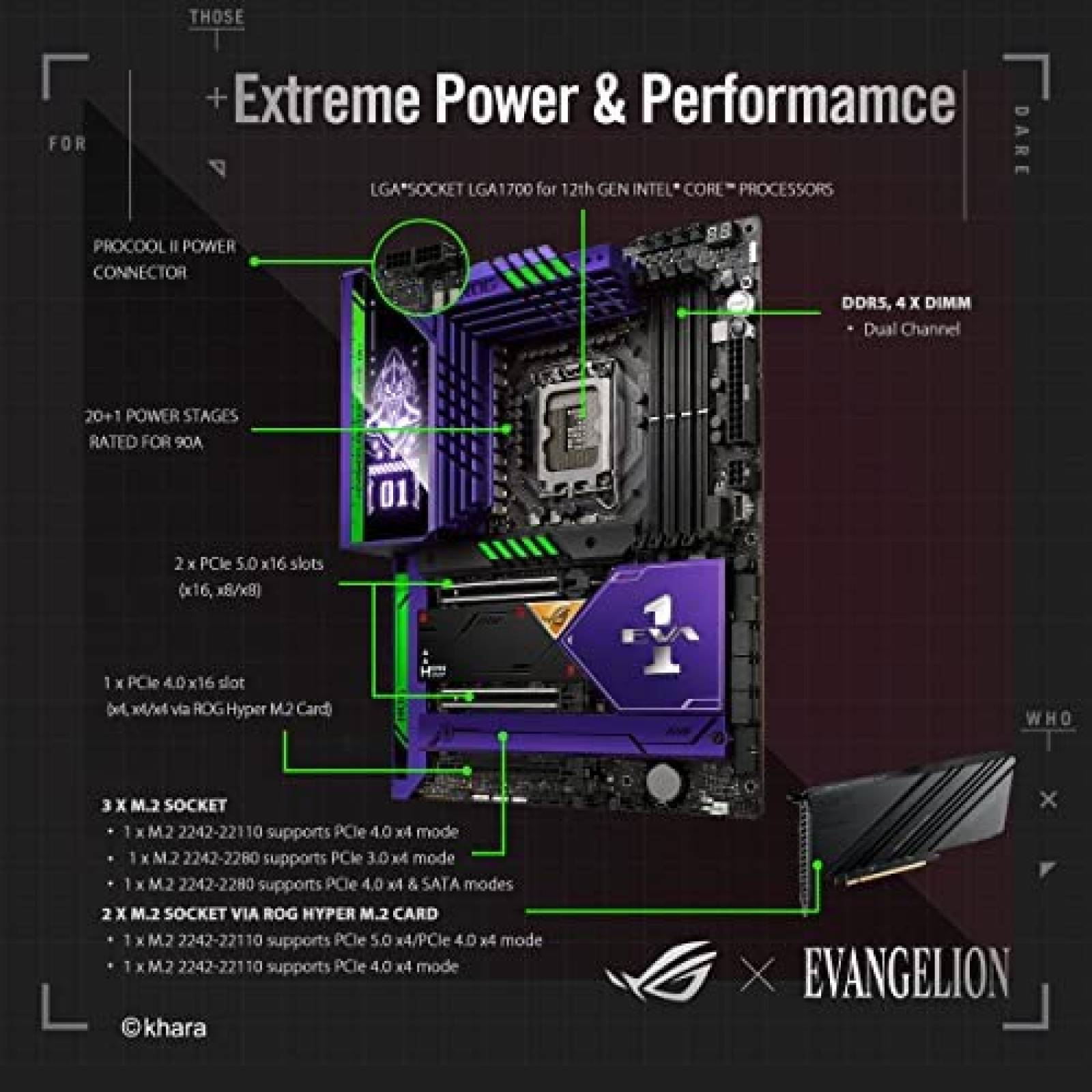 Tarjeta Madre Asus ROG Maximus X690 Hero Evangelion ATX