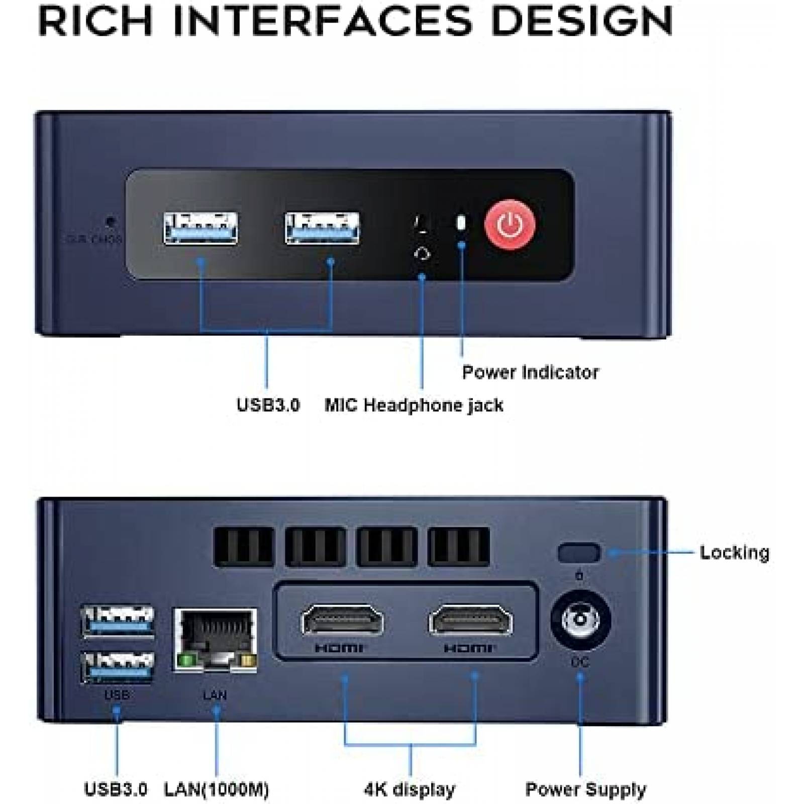 Mini PC Beelink Intel N5095 8GB DDR4 RAM 256GB SSD -Azul