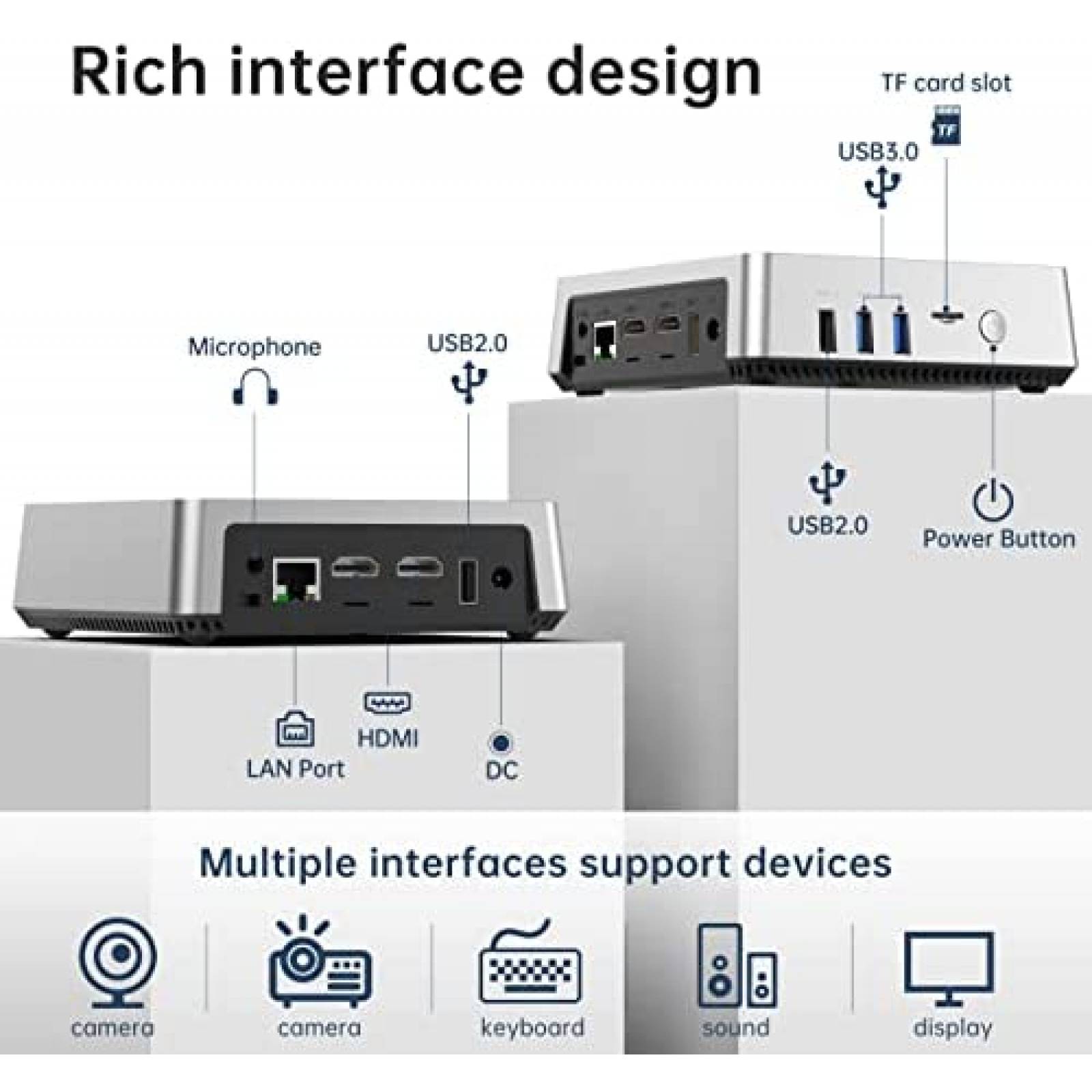 Mini PC OUVISLITE Intel N4000 4GB DDR4 64GB eMMC -Plata