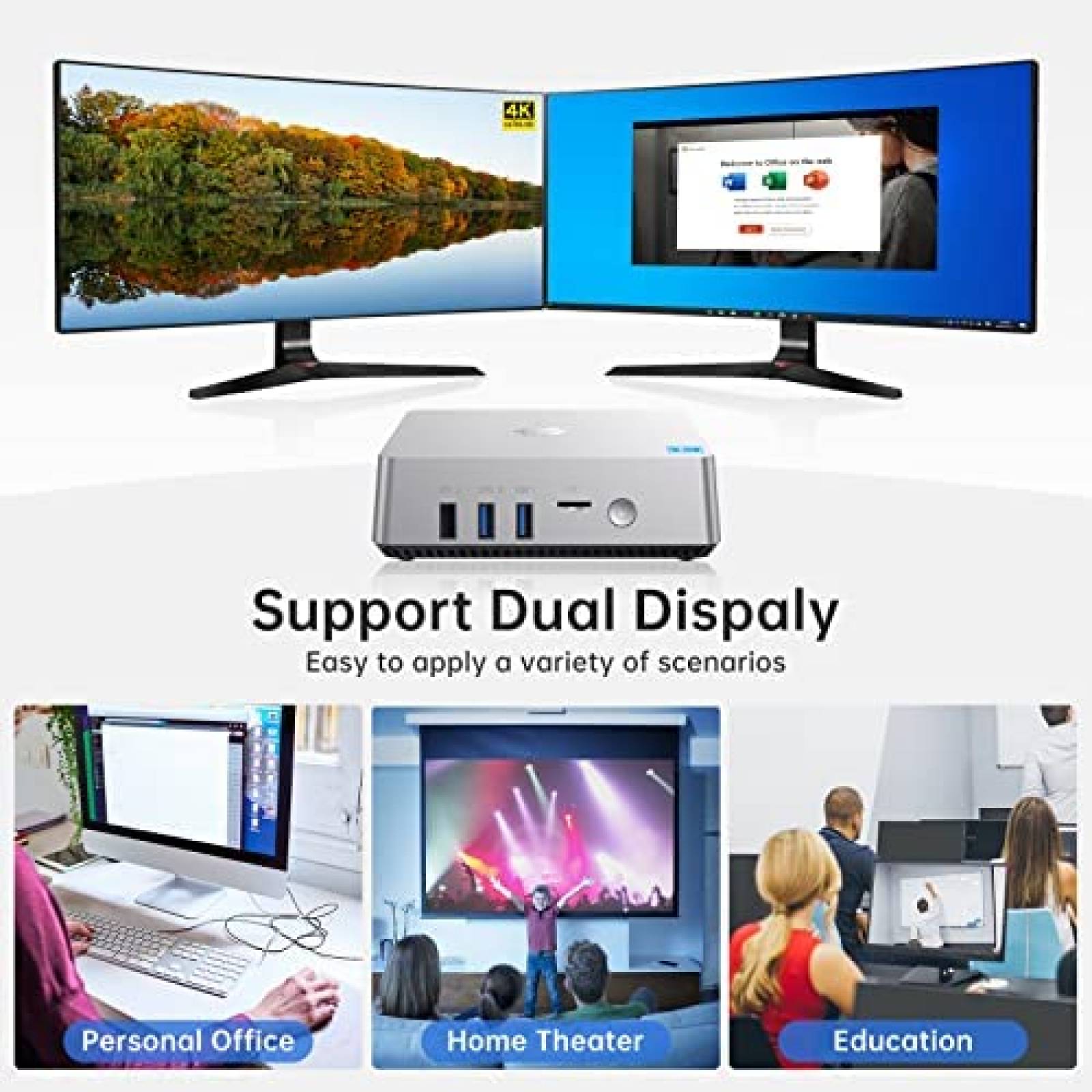 Mini PC OUVISLITE Intel N4000 4GB DDR4 64GB eMMC -Plata