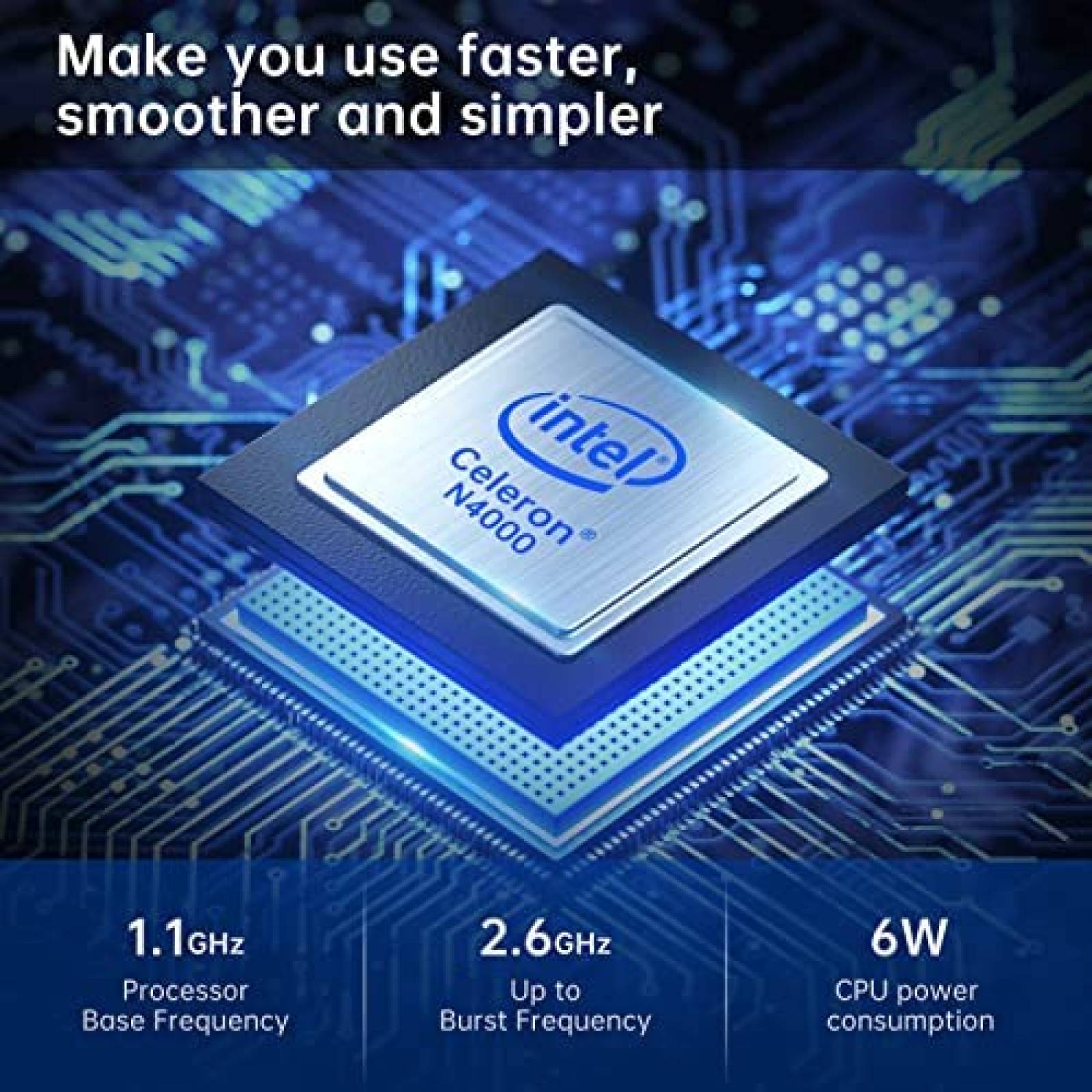 Mini PC OUVISLITE Intel N4000 4GB DDR4 64GB eMMC -Plata