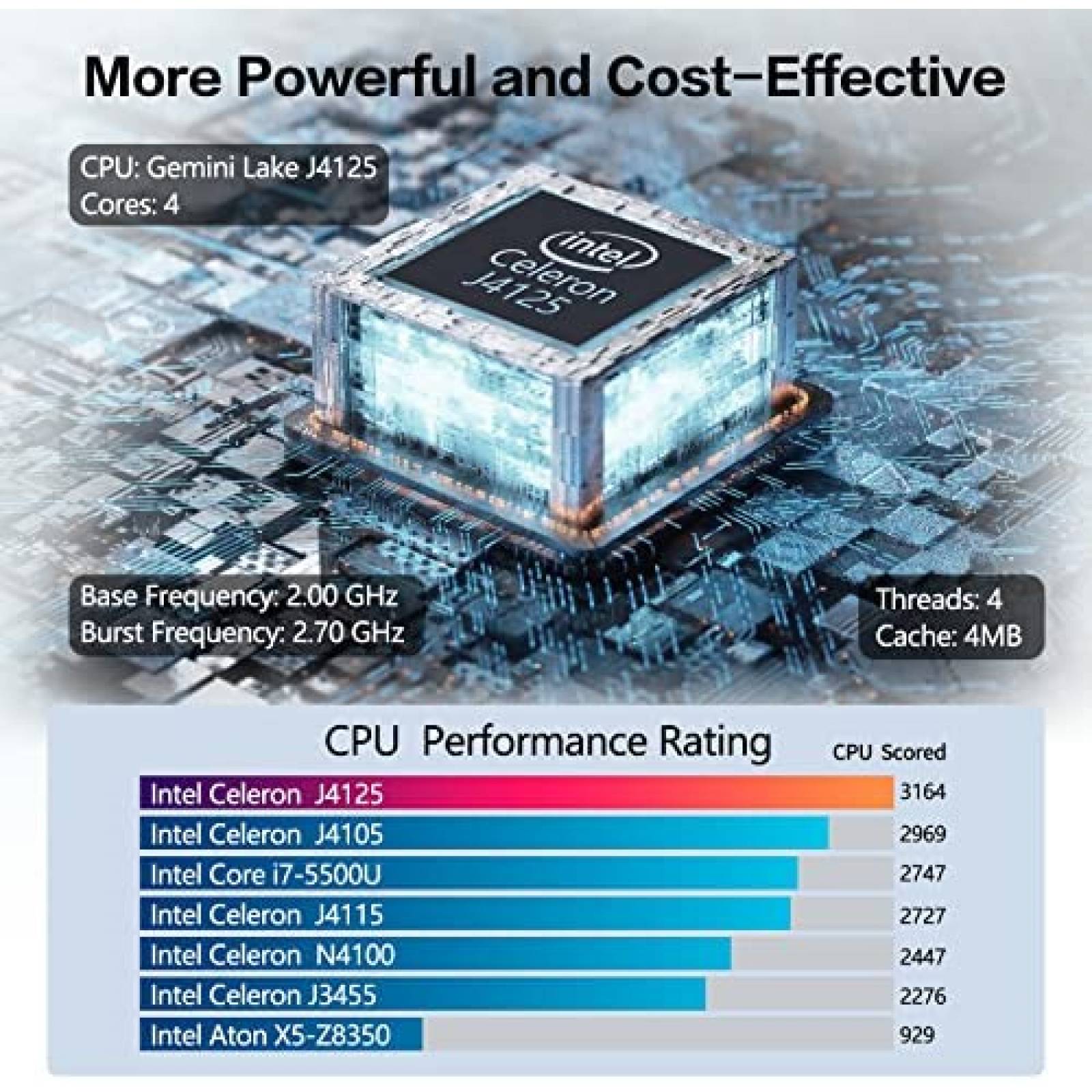 Mini PC OUVISLITE J4125 12GB RAM 256GB SSD Windows 11 Pro