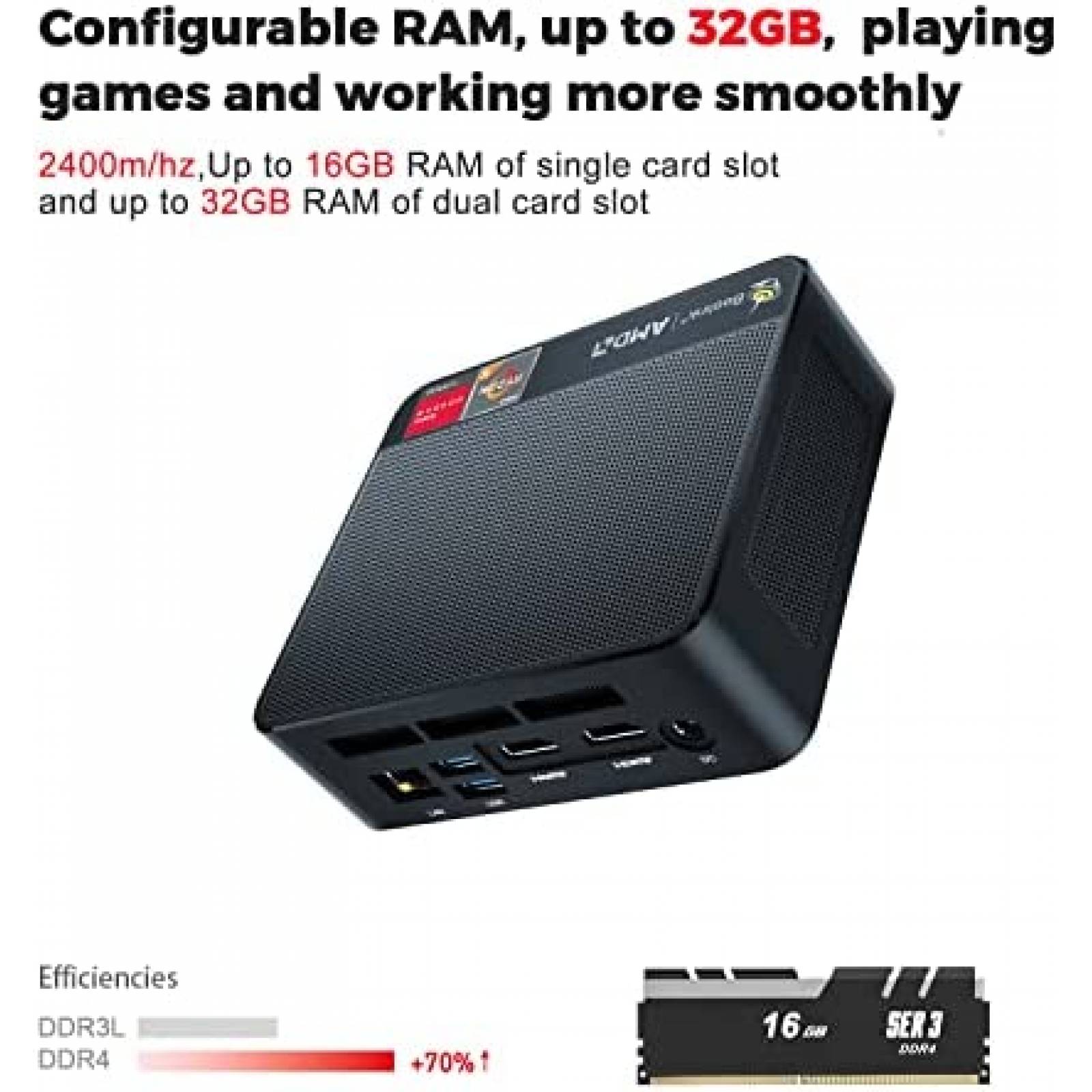 Mini PC Beelink SER3 Ryzen 5 3550 16GB 500GB -Negro