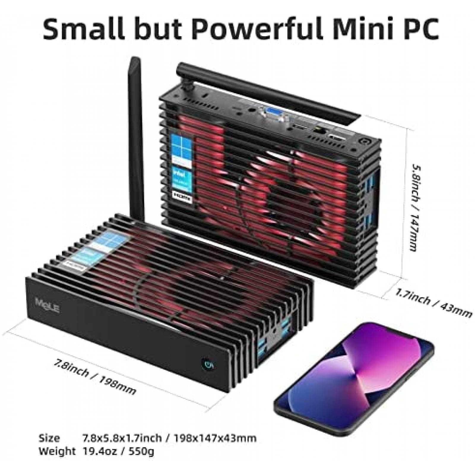 Mini PC MeLE PCG35HD N5105 8GB/256GB Win 11 Pro -Negro