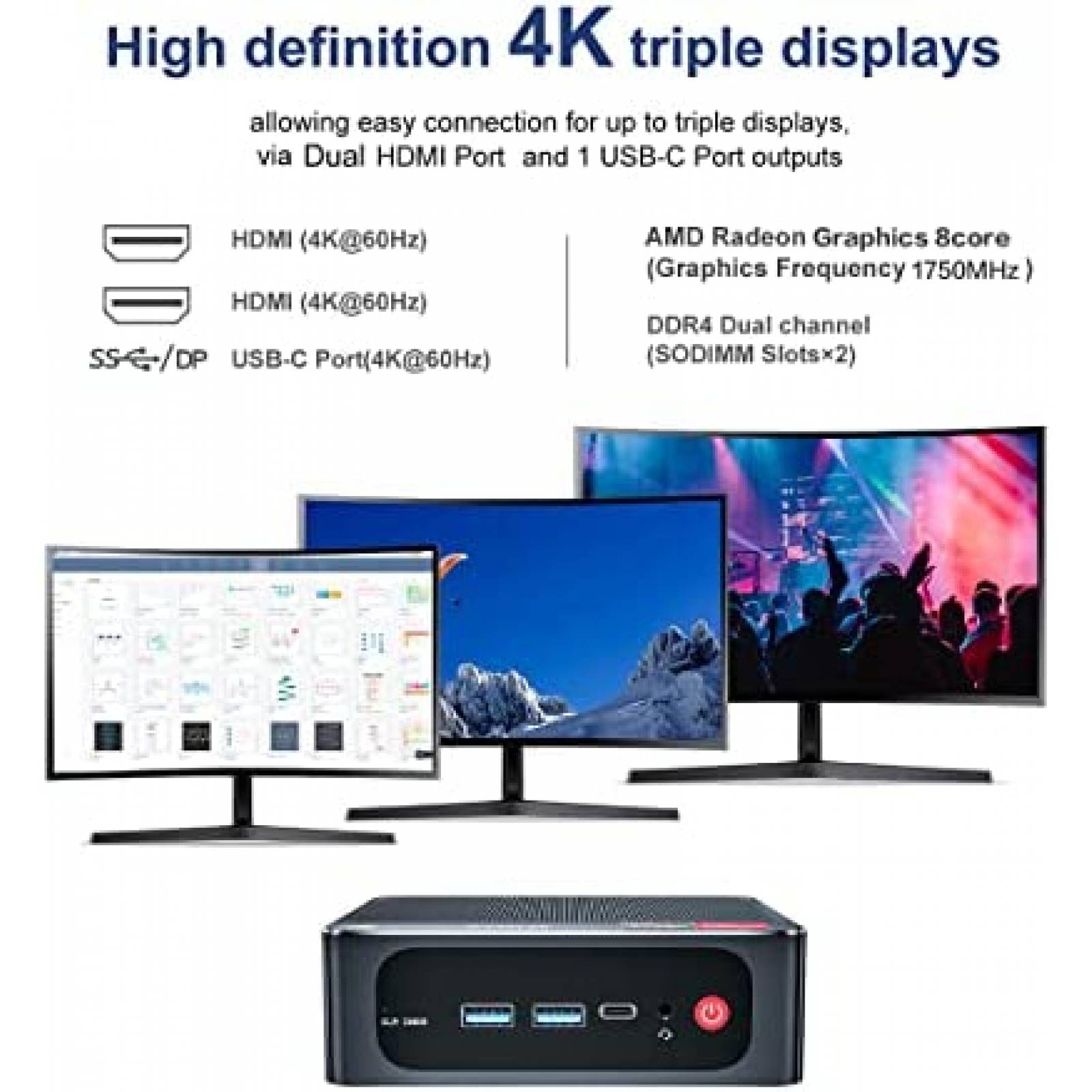 Mini PC Beelink SER Ryzen 7 4700 16GB 500 GB W11 Pro -Negro