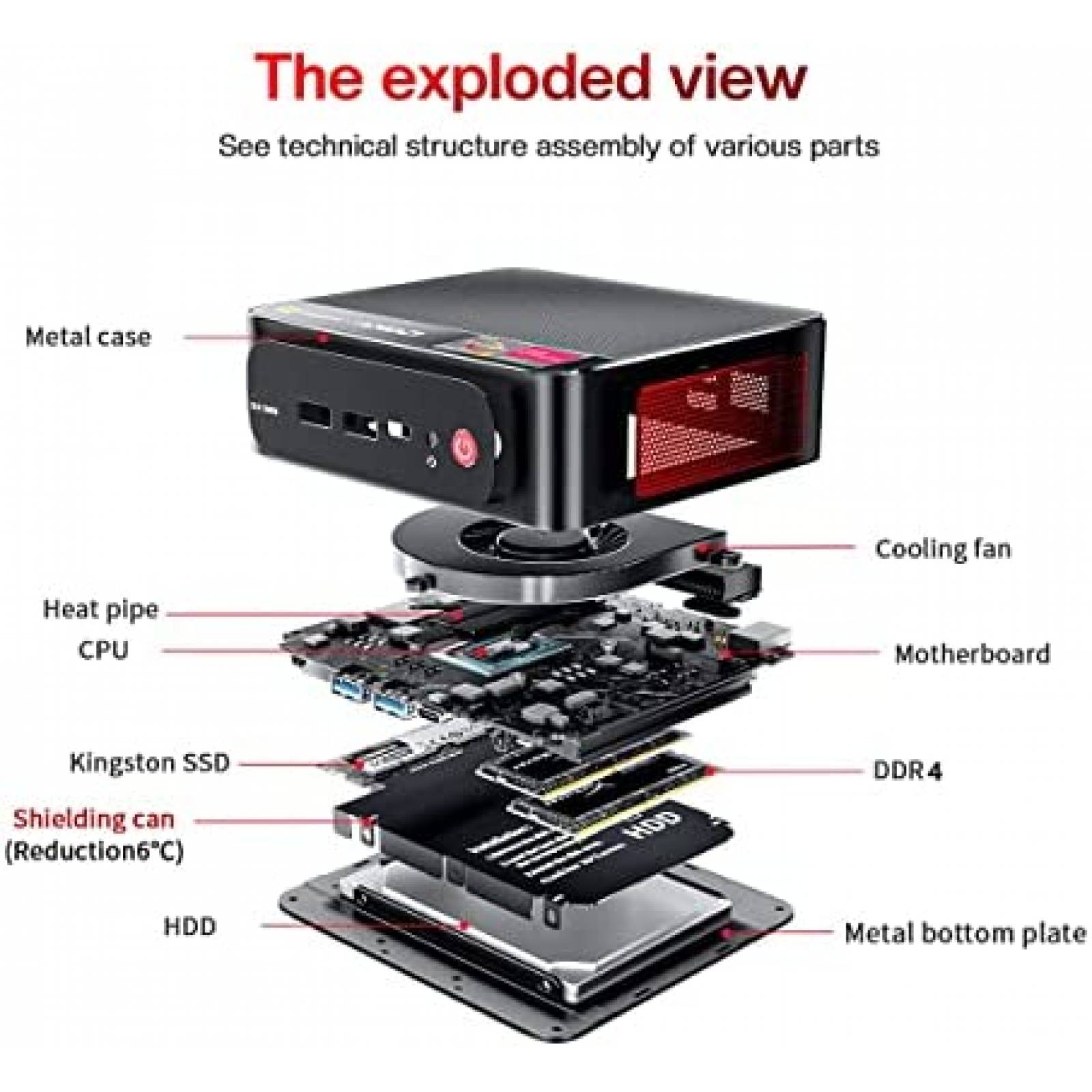 Mini PC Beelink SER Ryzen 7 4700 16GB 500 GB W11 Pro -Negro