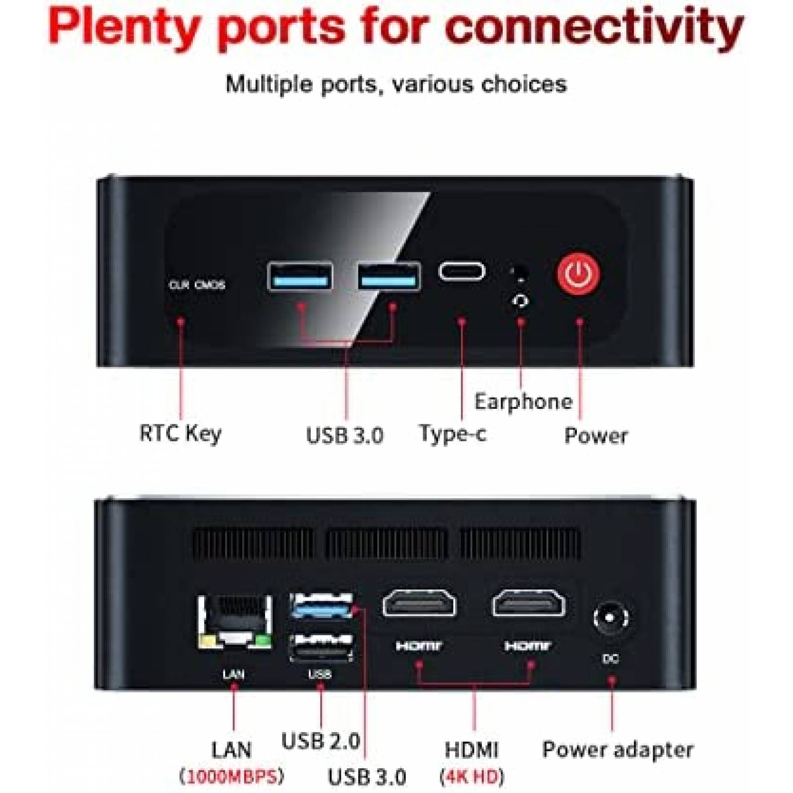 Mini PC Beelink SER Ryzen 7 4700 16GB 500 GB W11 Pro -Negro