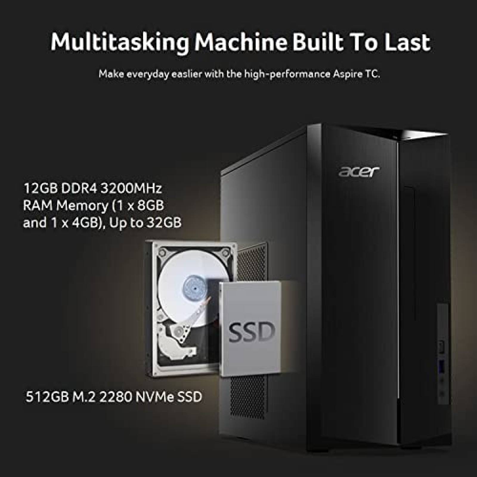 PC Desktop Gamer Acer Aspire TC-1760 Intel i5 12GB 512GB