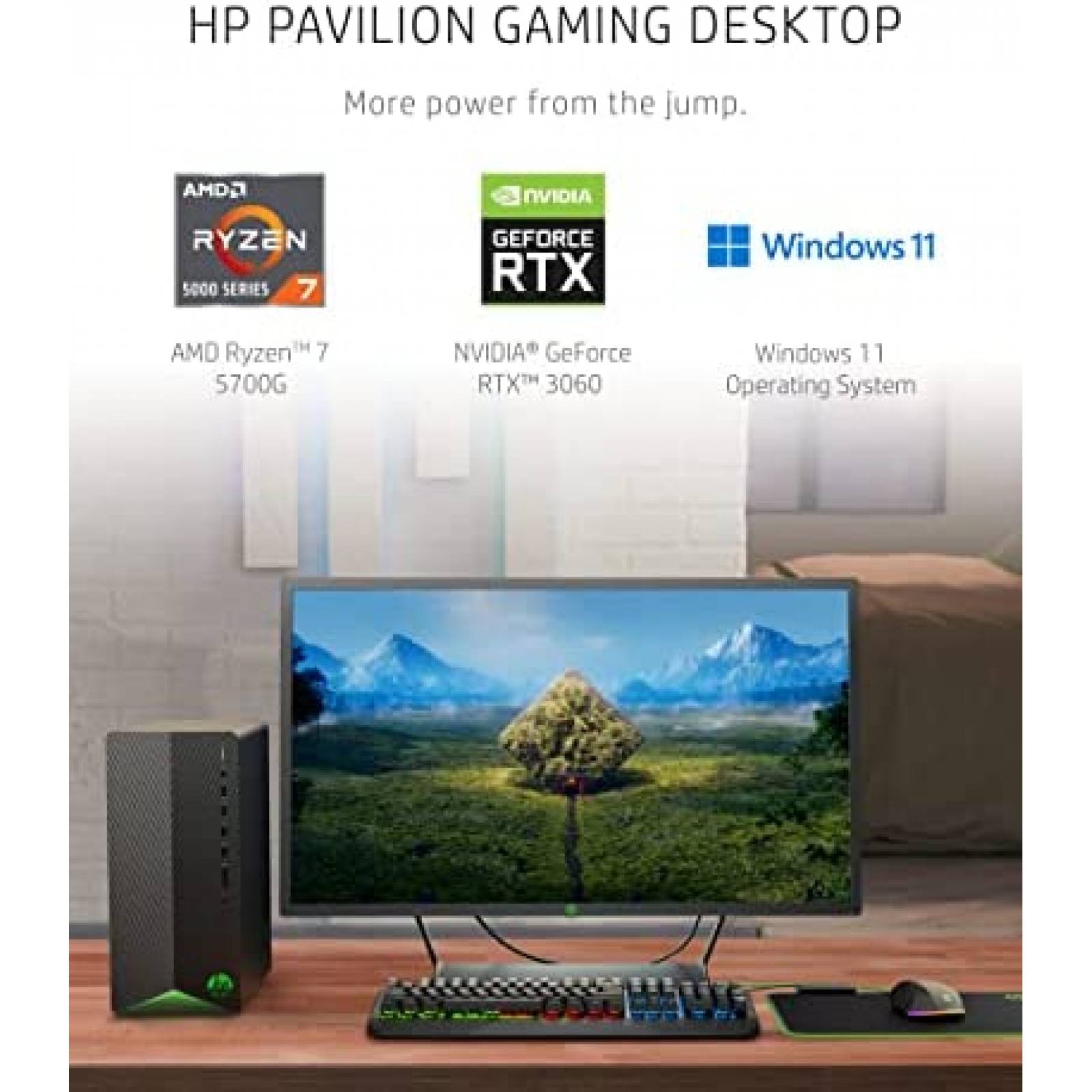 PC Desktop Gamer HP Pavillion Ryzen 7 NVIDIA 16GB 512Gb