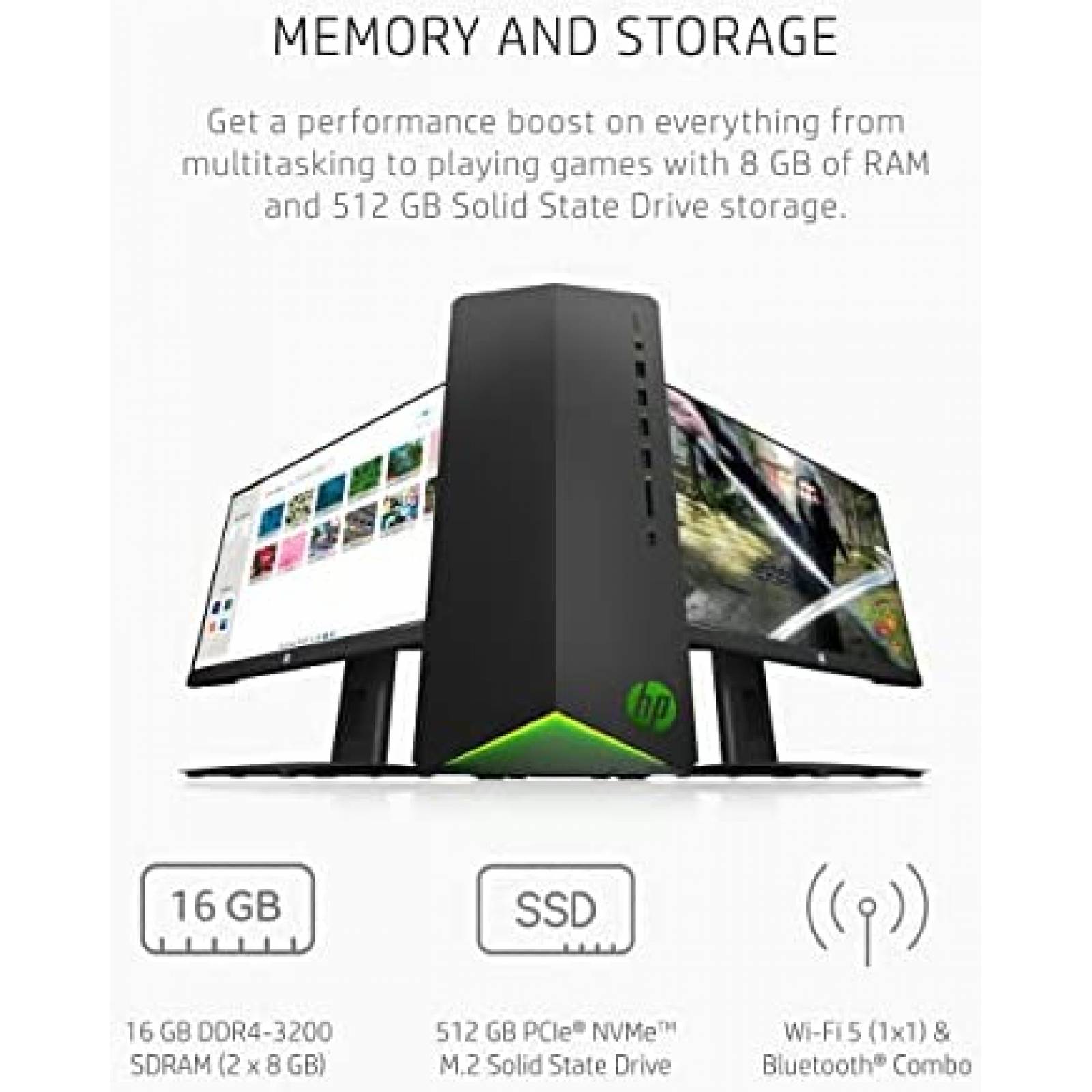 PC Desktop Gamer HP Pavillion Ryzen 7 NVIDIA 16GB 512Gb