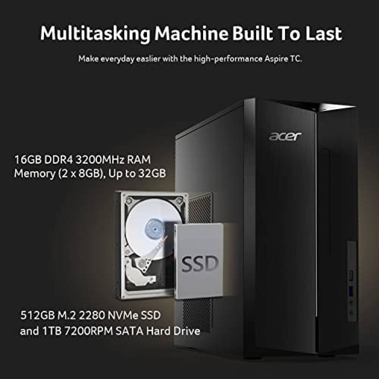 Desktop Acer TC-1760-UA93 i7 GTX 1660 16GB 512GB W11P -Negro