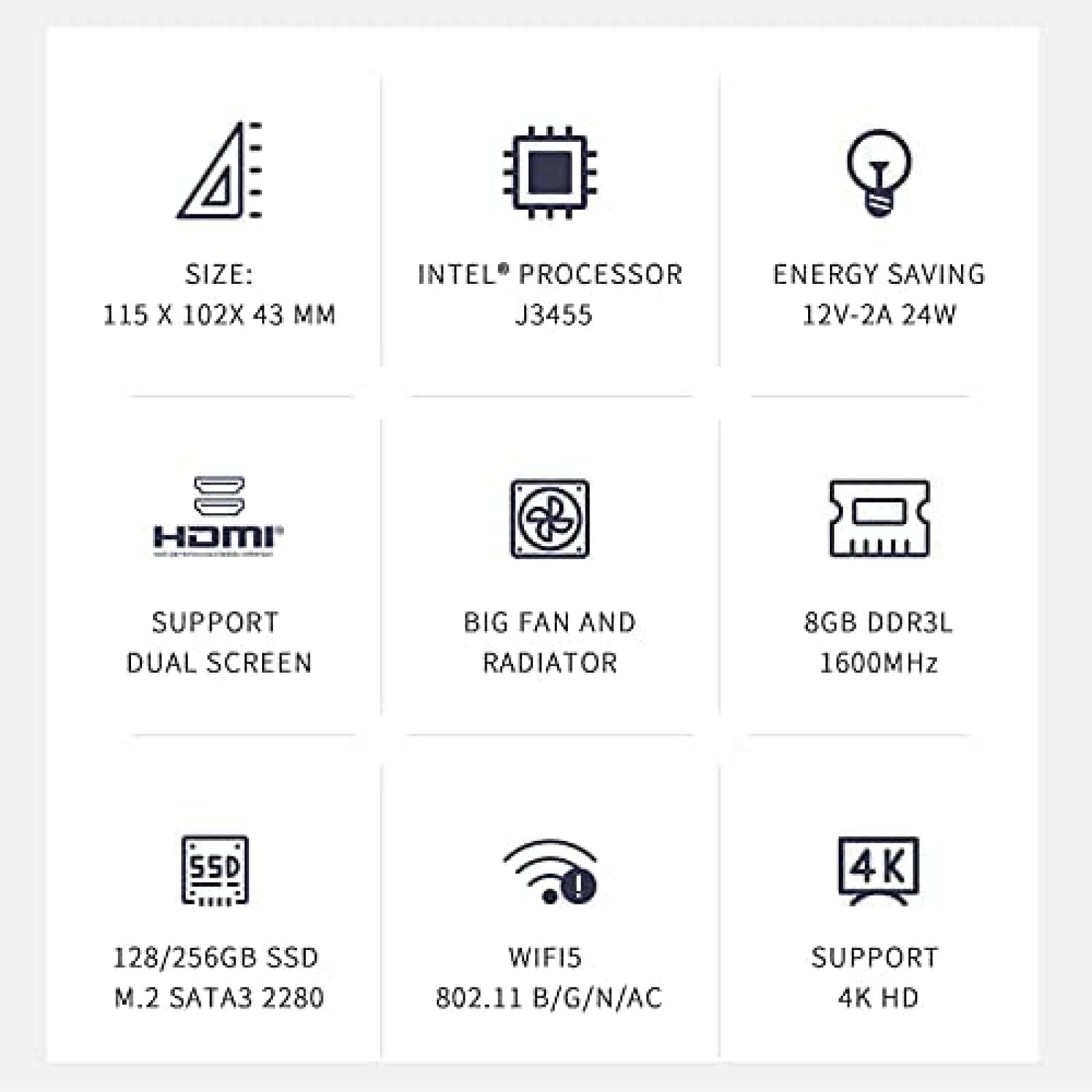 Mini PC Beelink GK36 Windows 10 Pro J3455,8GB RAM 128G SSD