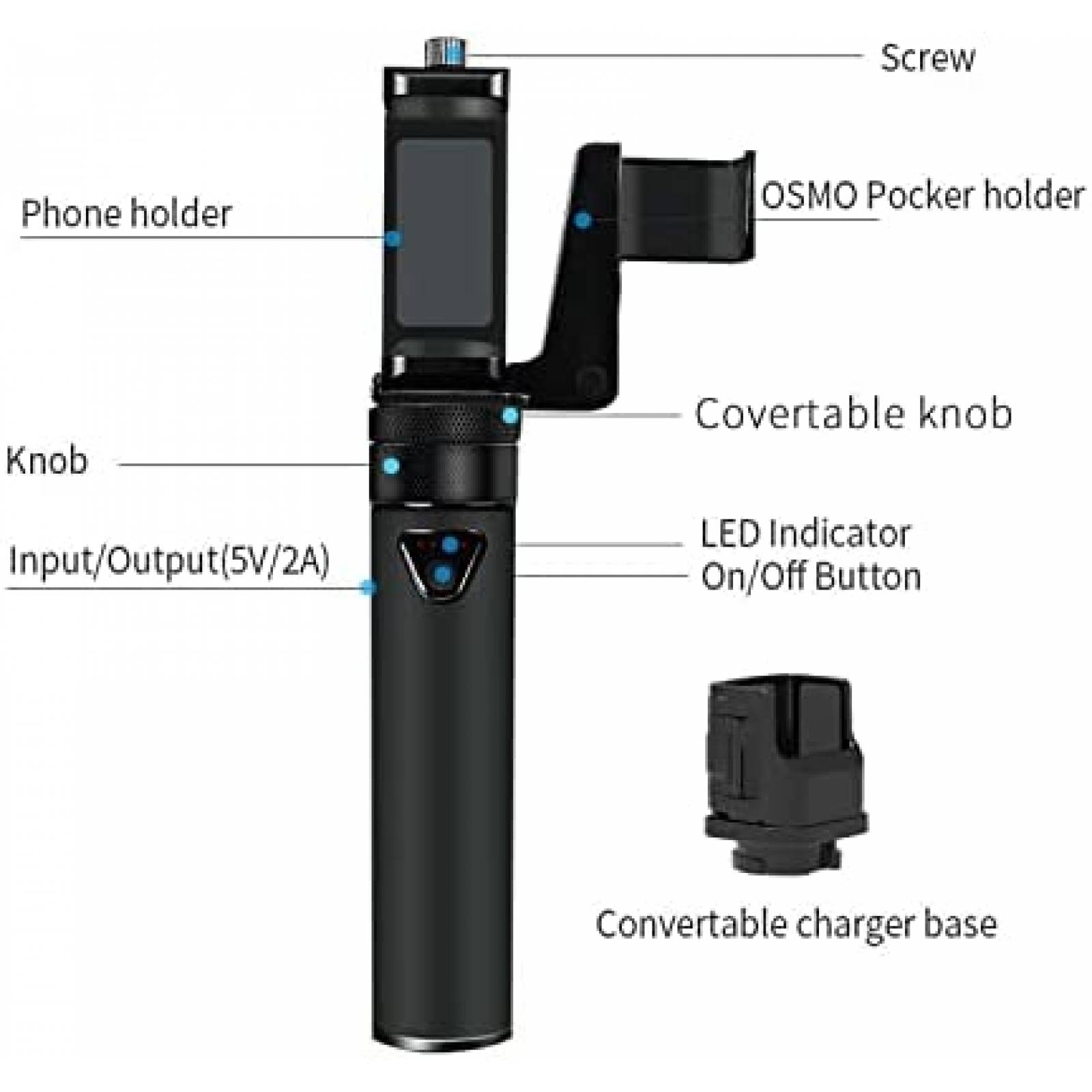 Powerstick Smatree Power Bank para Osmo Pocket 2 -Negro