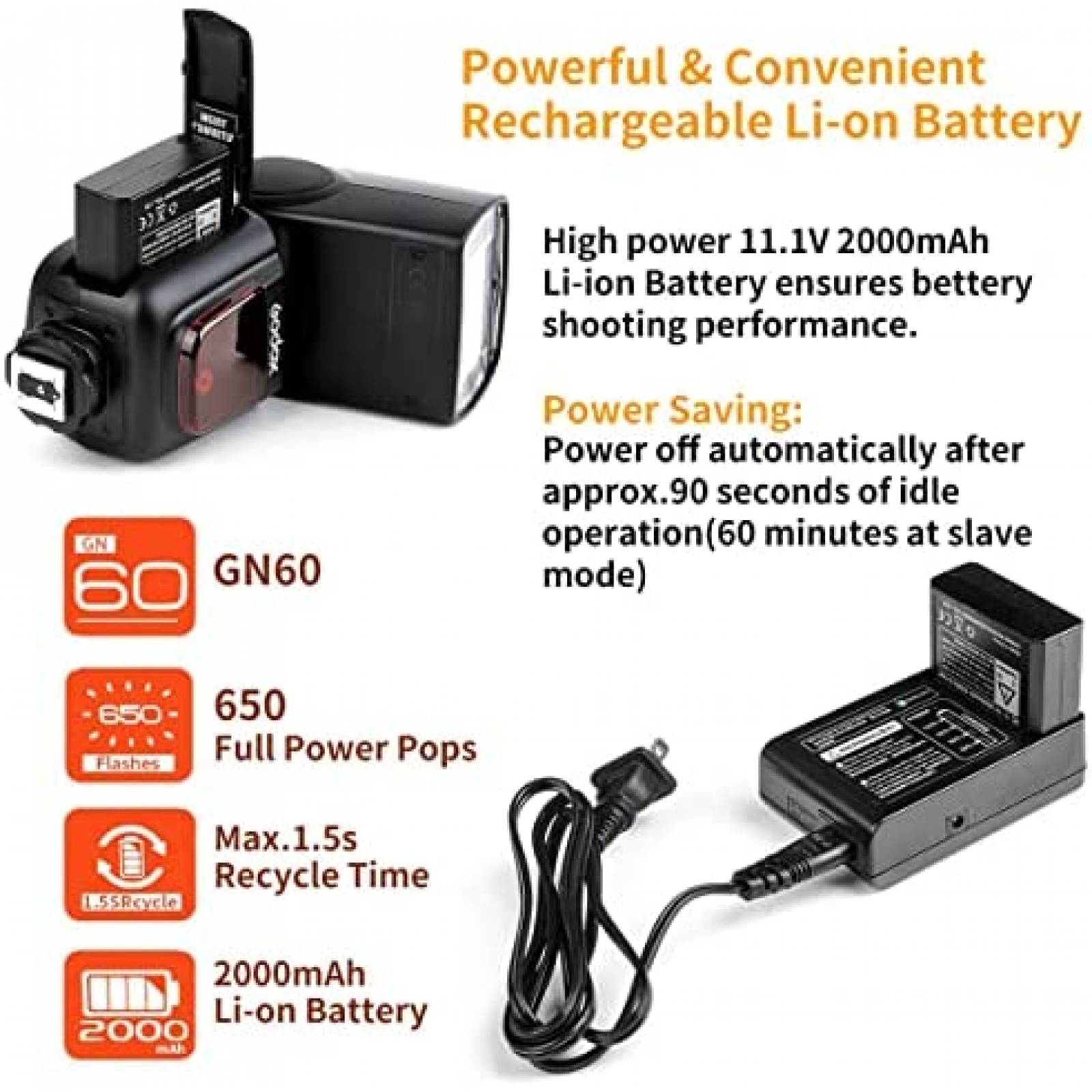 Flash de Camara Godox V860II-S Sincronizacion Alta Velocidad