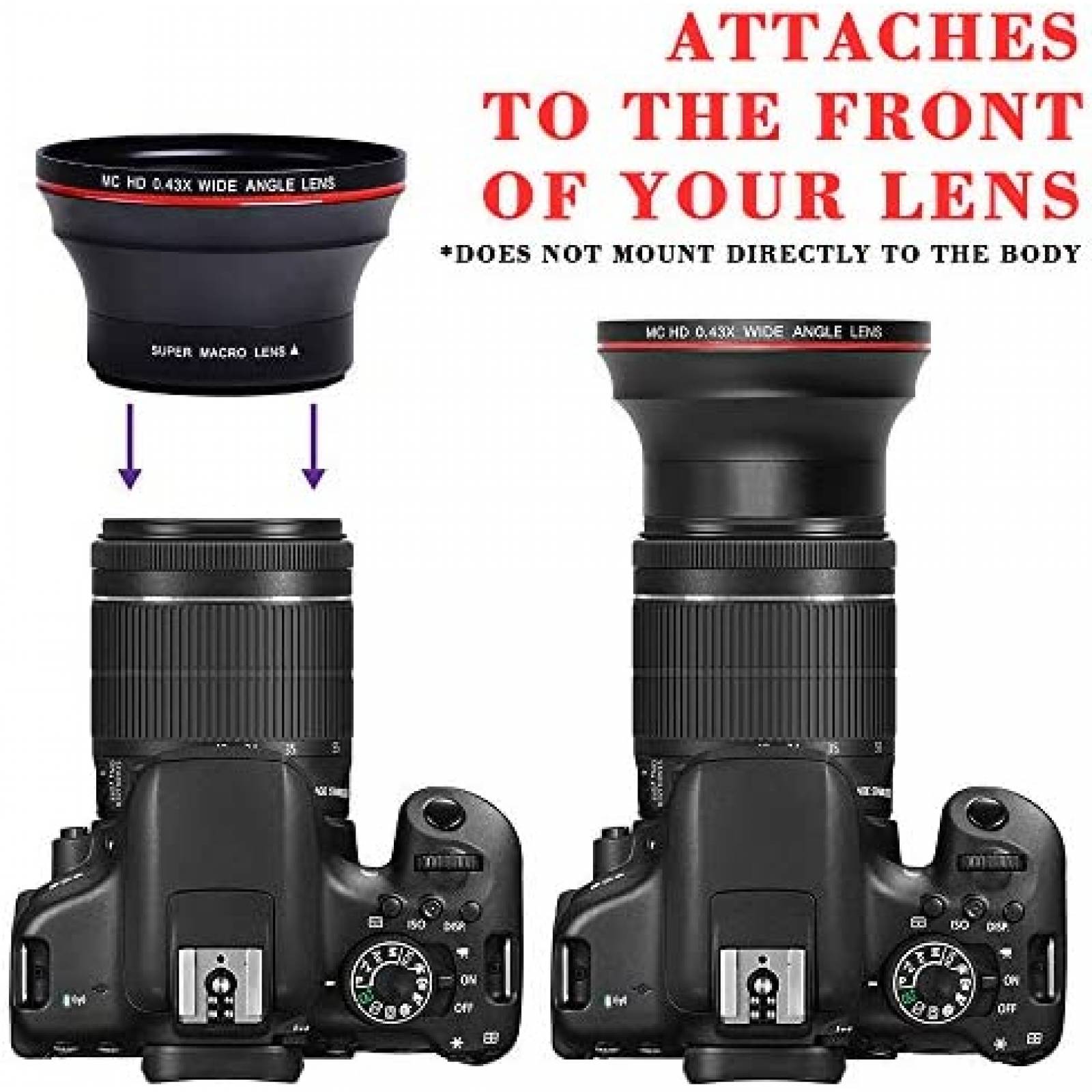 Lente para SLR Hisewen 58MM 0.43x para Canon -Negro