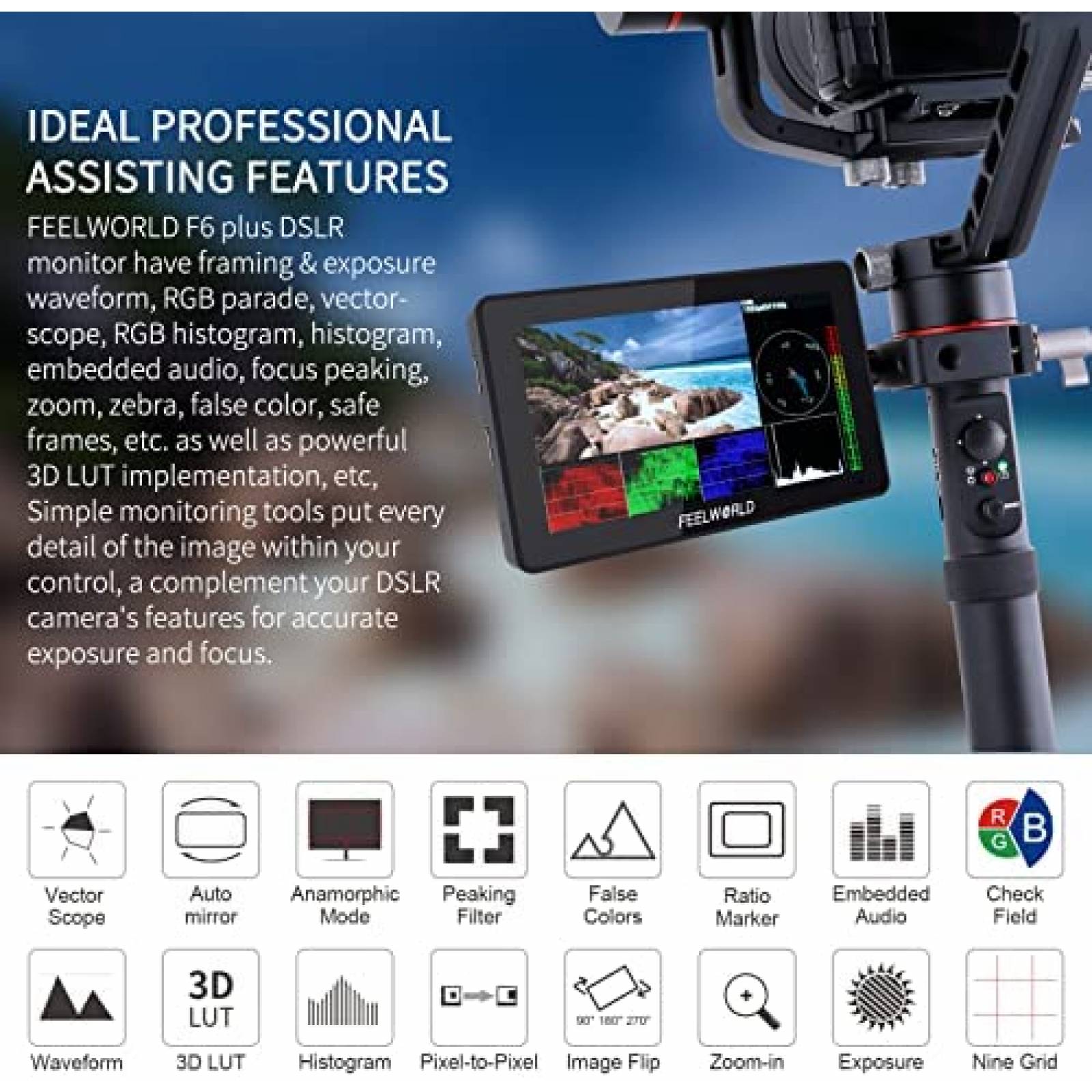 Monitor de Foto FEELWORLD F6 Plus 5.5'' Full HD 080p -Negro