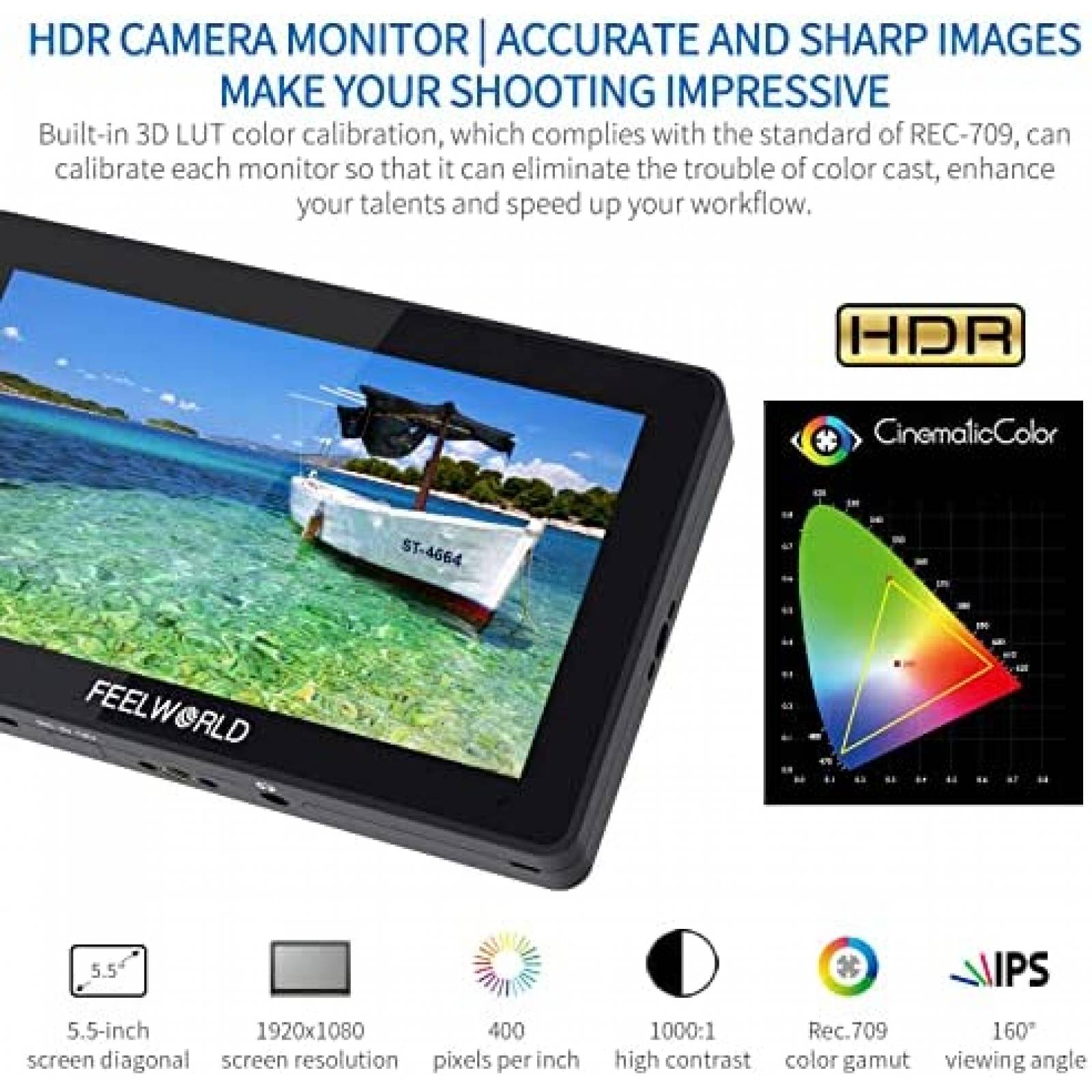 Monitor de Foto FEELWORLD F6 Plus 5.5'' Full HD 080p -Negro