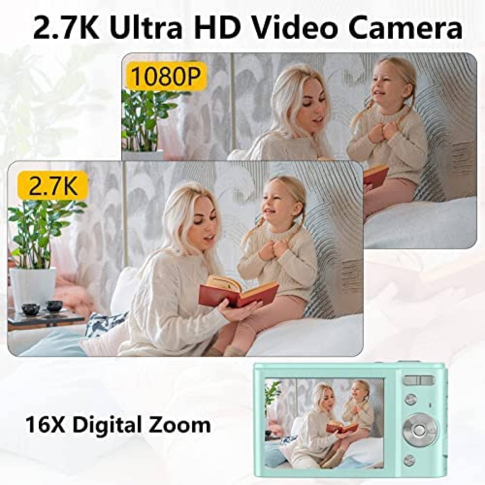 Camara Digital Sevenat DC302 48MP con SD 32GB -Celeste