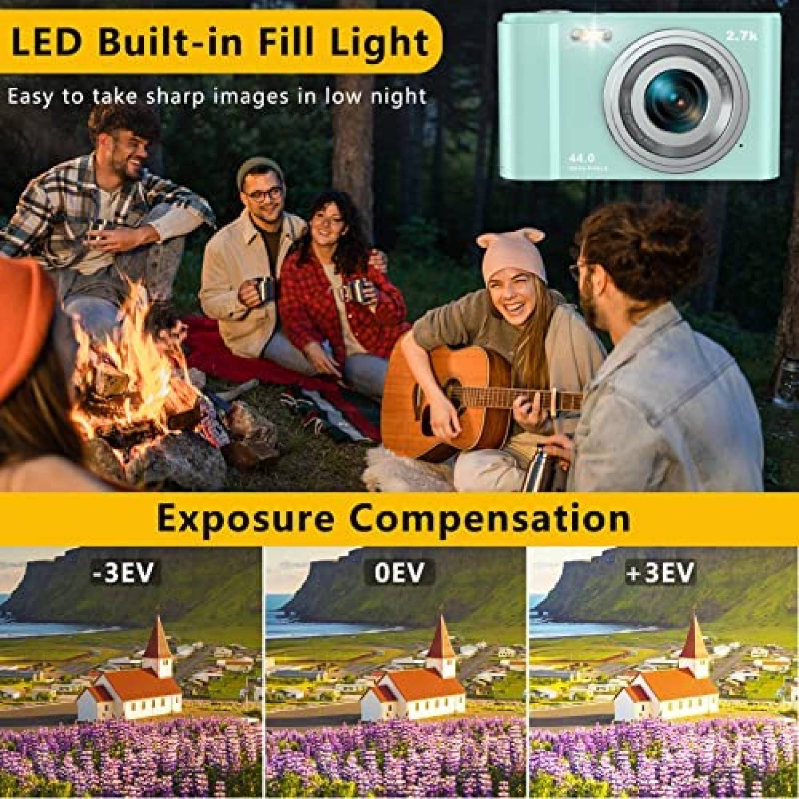 Camara Digital Sevenat DC302 48MP con SD 32GB -Celeste