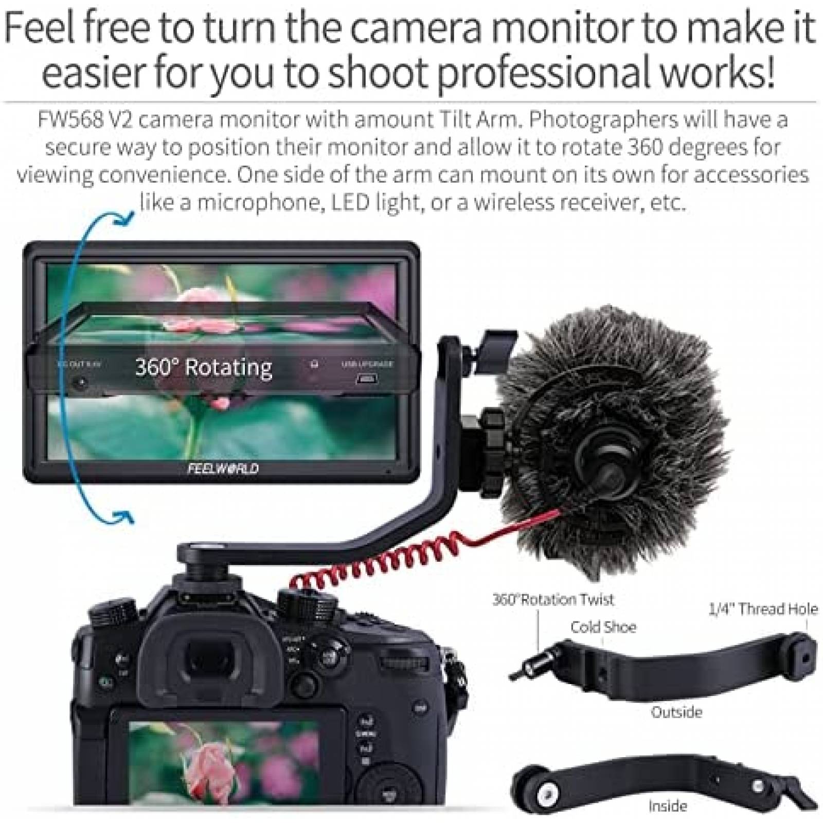 Monitor para Camara FEELWORLD FW568 4k HDMI 5.5'' -Negro