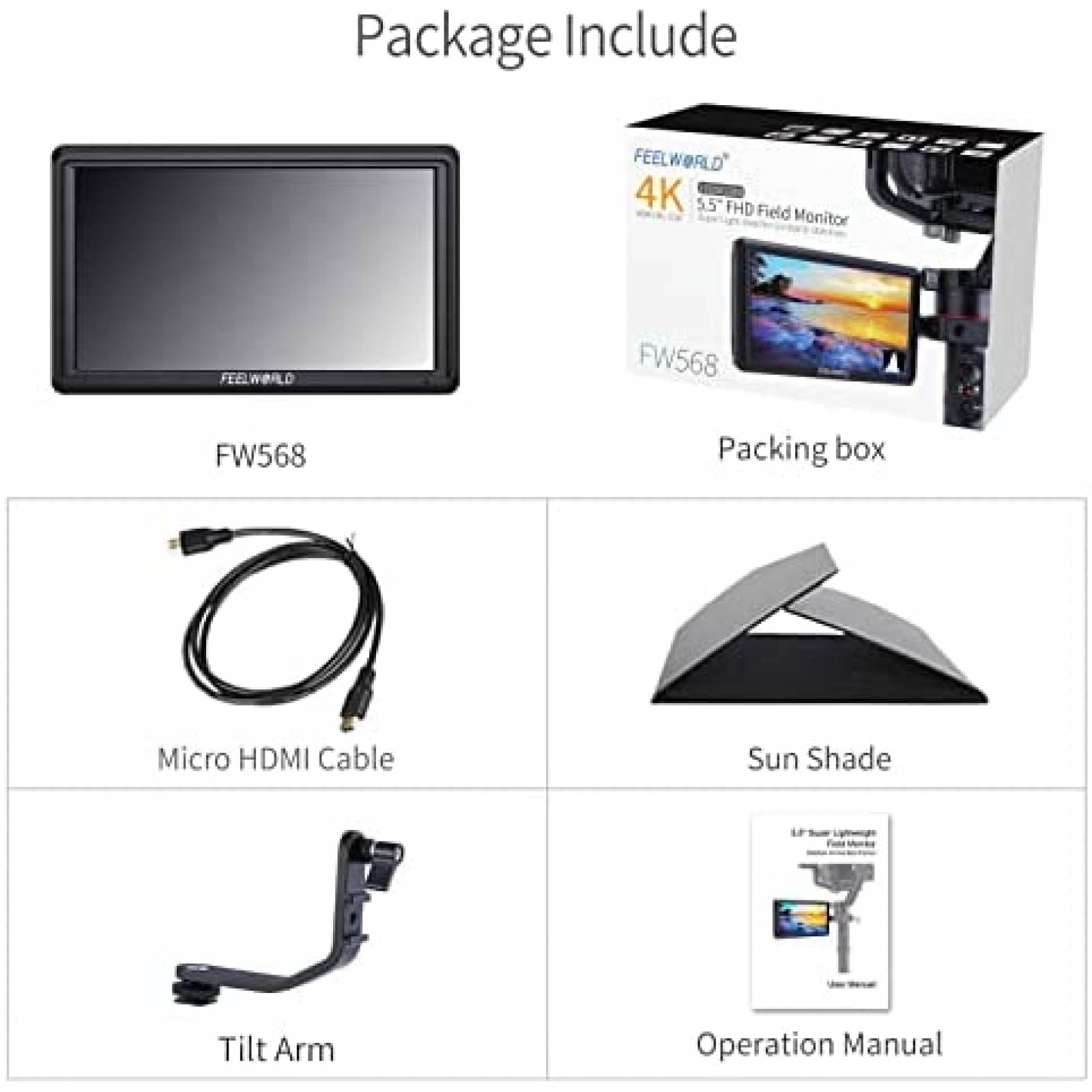 Monitor para Camara FEELWORLD FW568 4k HDMI 5.5'' -Negro