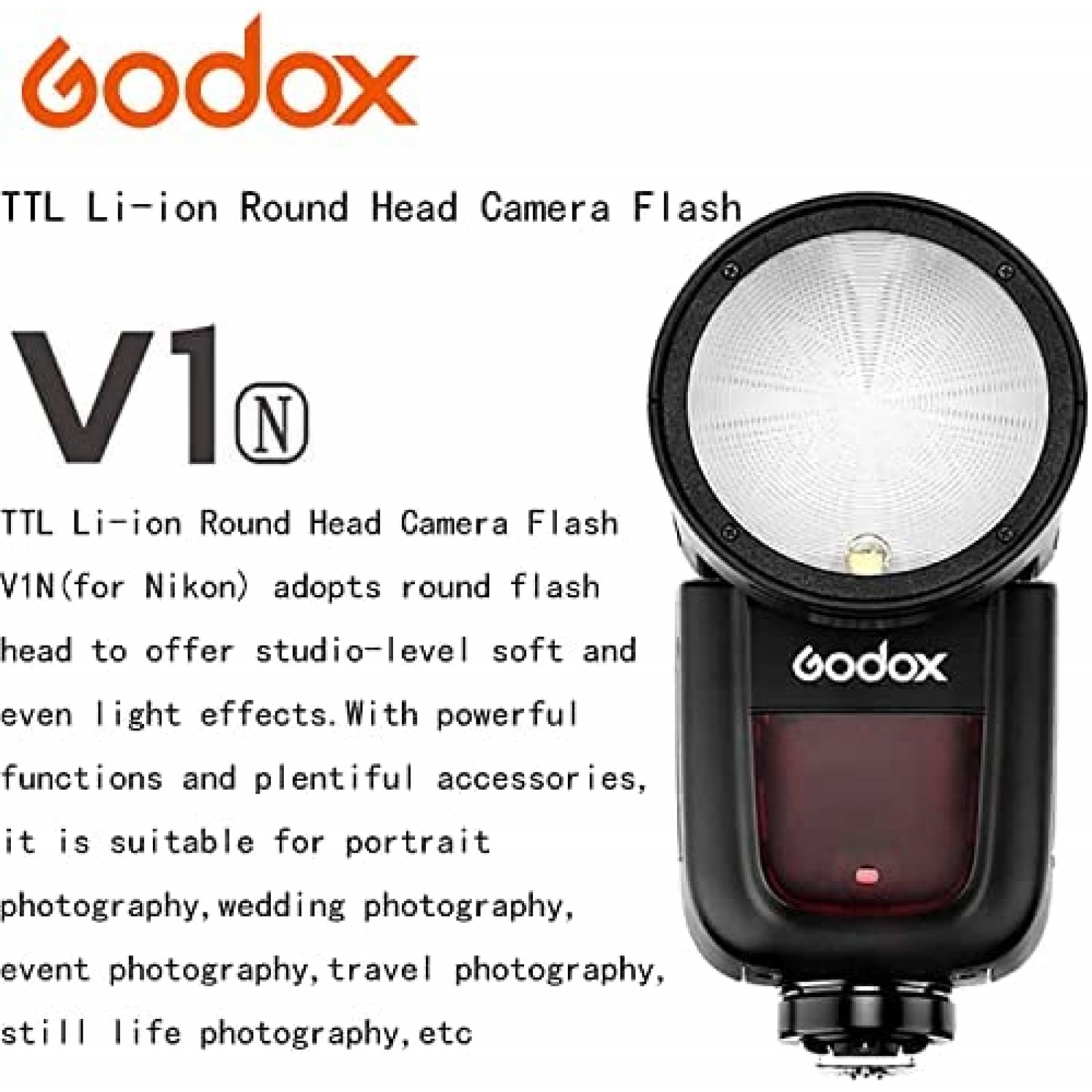 Flash Redondo Para Camara Nikon Godox V1-N Speedlight