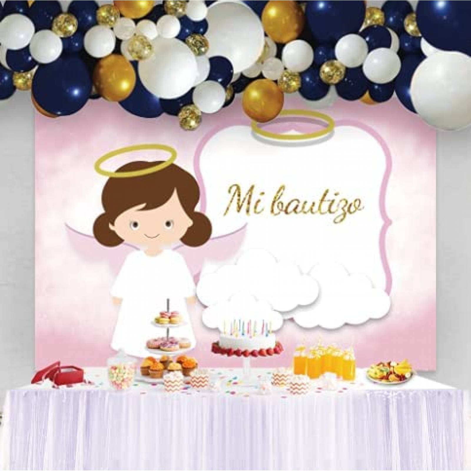 Fondo de fotografía LFEEY para bautismo de 59.7x4.9 ft -Rosa