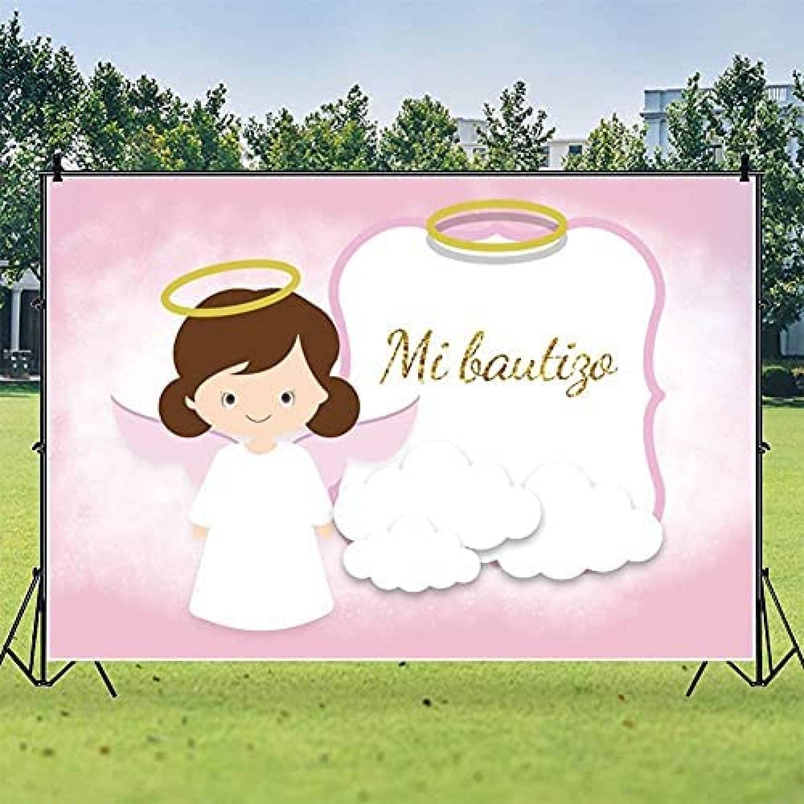 Fondo de fotografía LFEEY para bautismo de 59.7x4.9 ft -Rosa