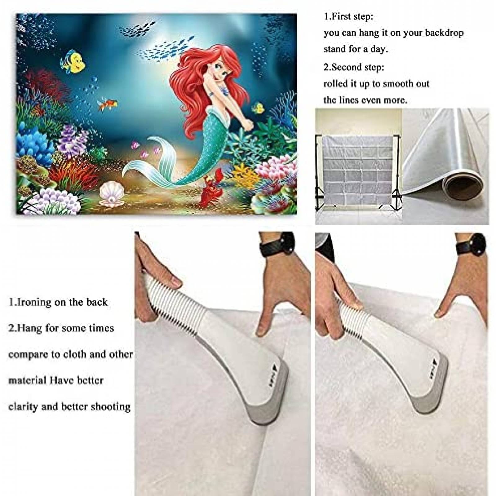 Fondo Fotográfico TXUE La Sirenita Decoración Cumpleaños