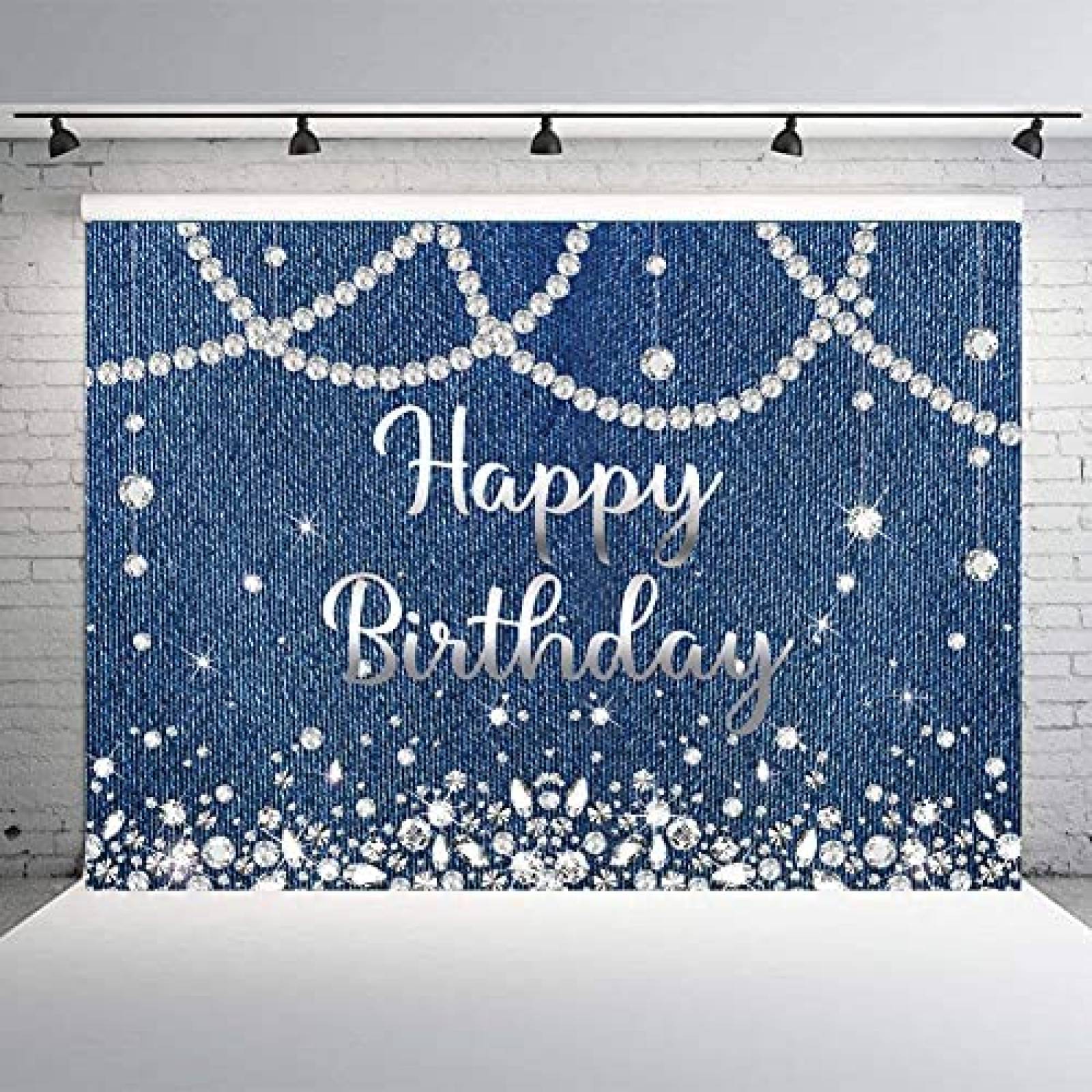 Fondo para fotografía INRUI Happy birthday 7x5ft -Azul