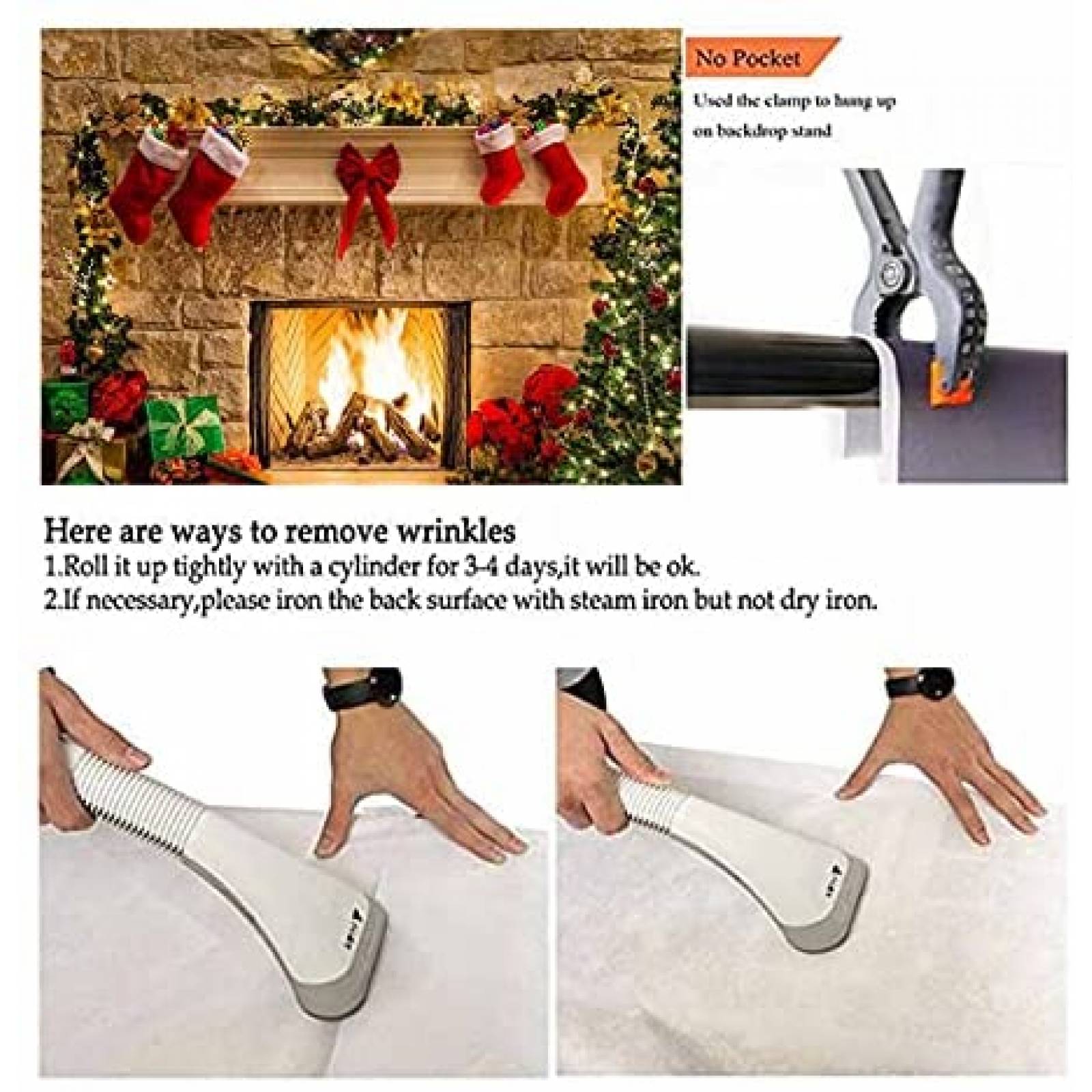 Telón de Fondo XLL Chimenea en Navidad 7x5ft de Vinilo