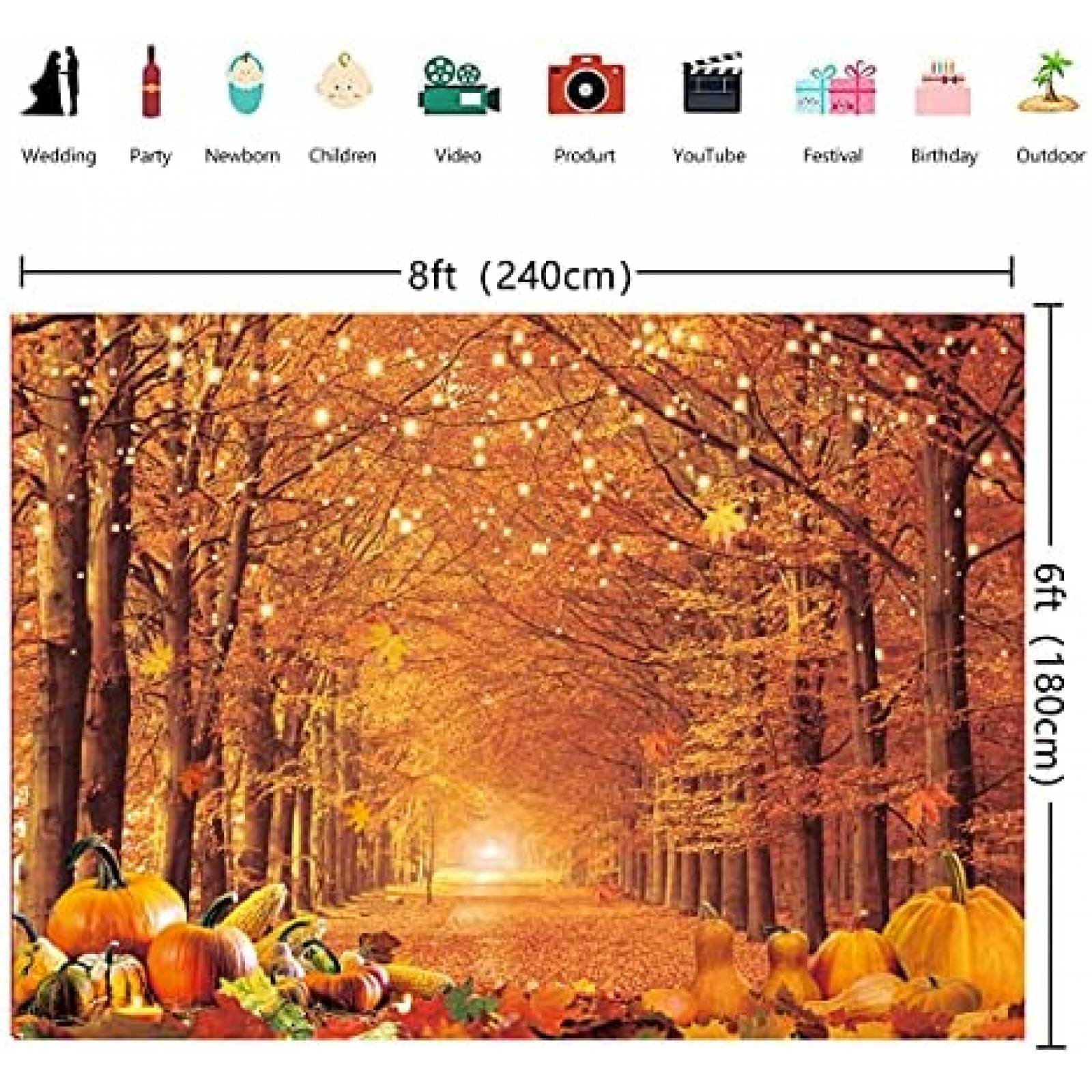 Fondo de fotografía INRUI de 8 x 6 pies de otoño -Naranja