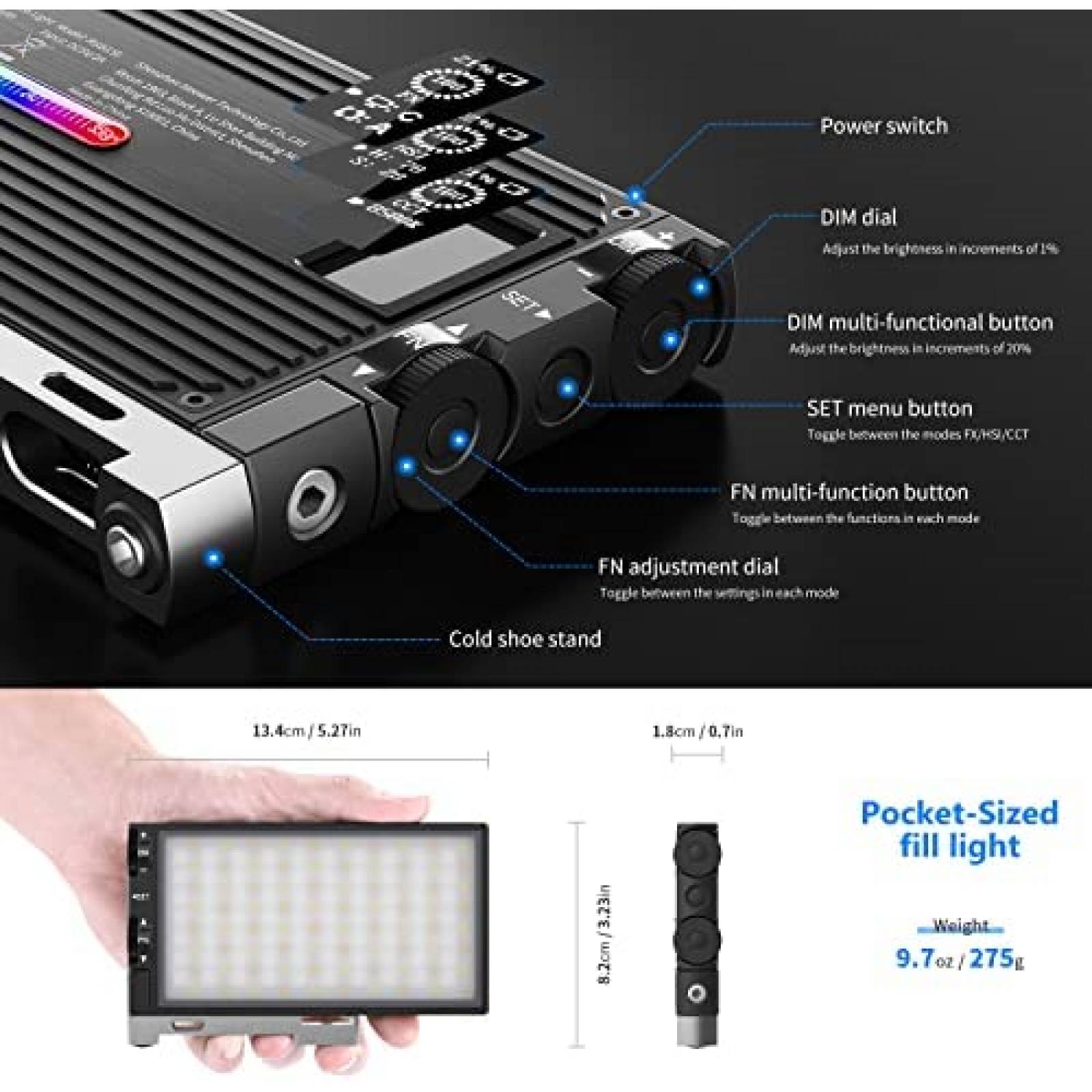 Luz LED RGB150 Neewer Tono Ajustable 12W para Camara y Video