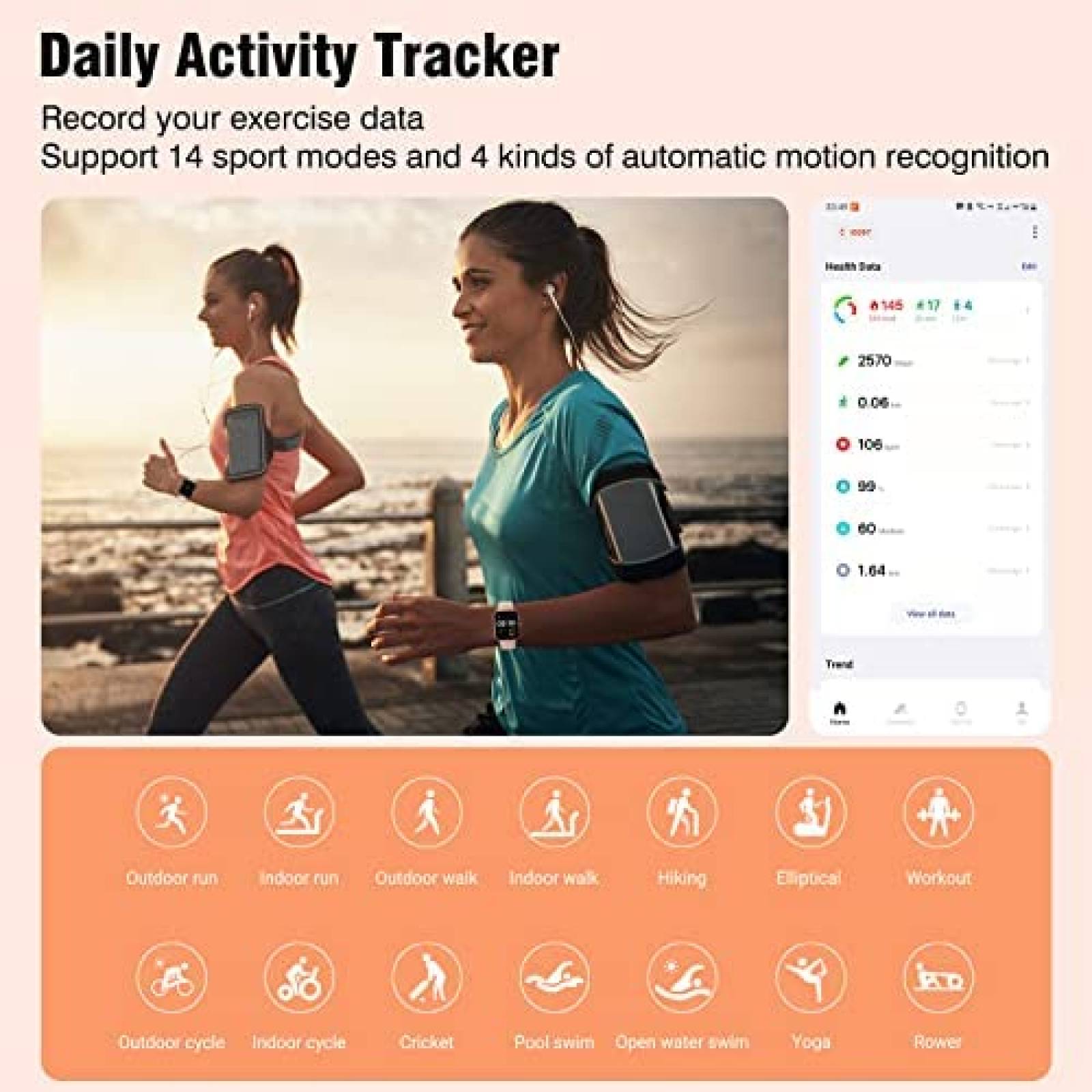 Smartwatch Fitness GGZZ de 1.69'' para Mujer -Rosa